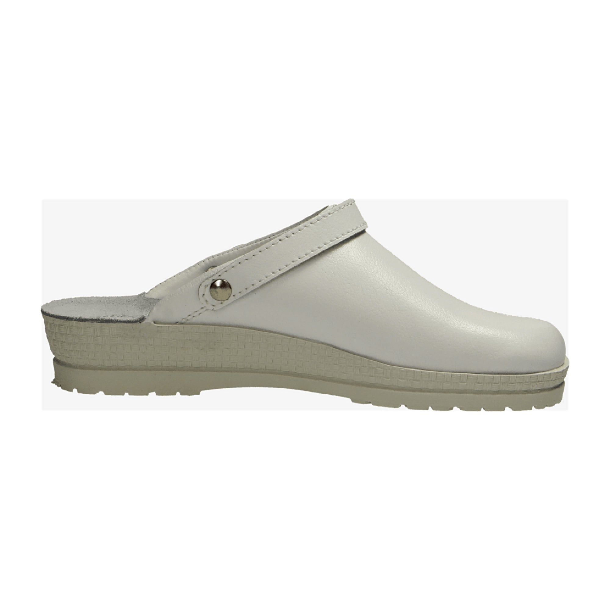 Rohde White Leather Clog for Women Slip-On Comfortable Wedge Heel