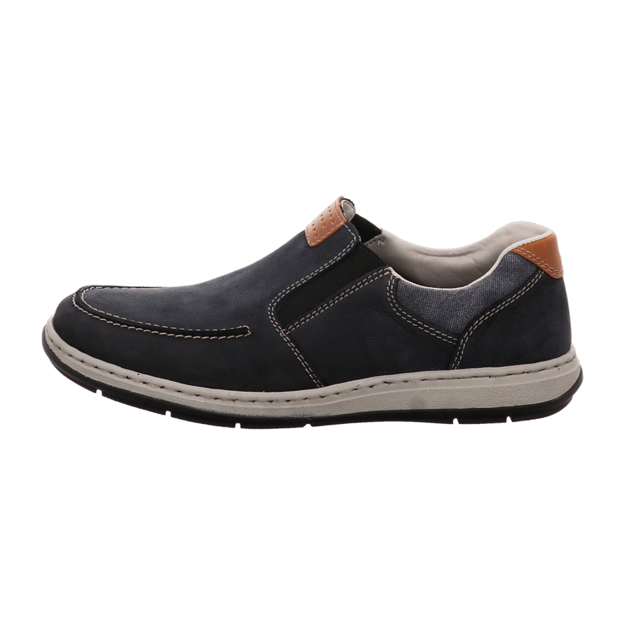 Rieker Blue Leather Slip-On Shoes Comfort Fit with Shock-Absorbing Sole