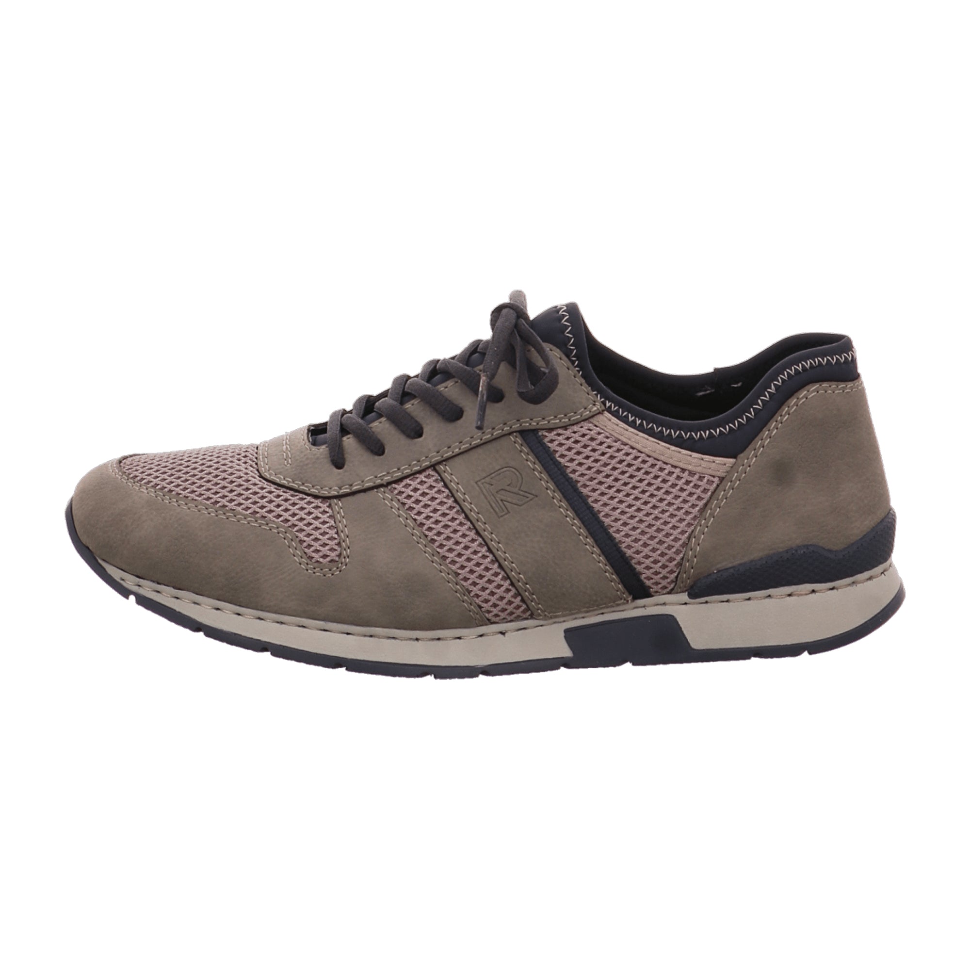 Rieker Men's Beige Lace-Up Shoes Comfortable Textile and Faux Leather Casual Sneakers