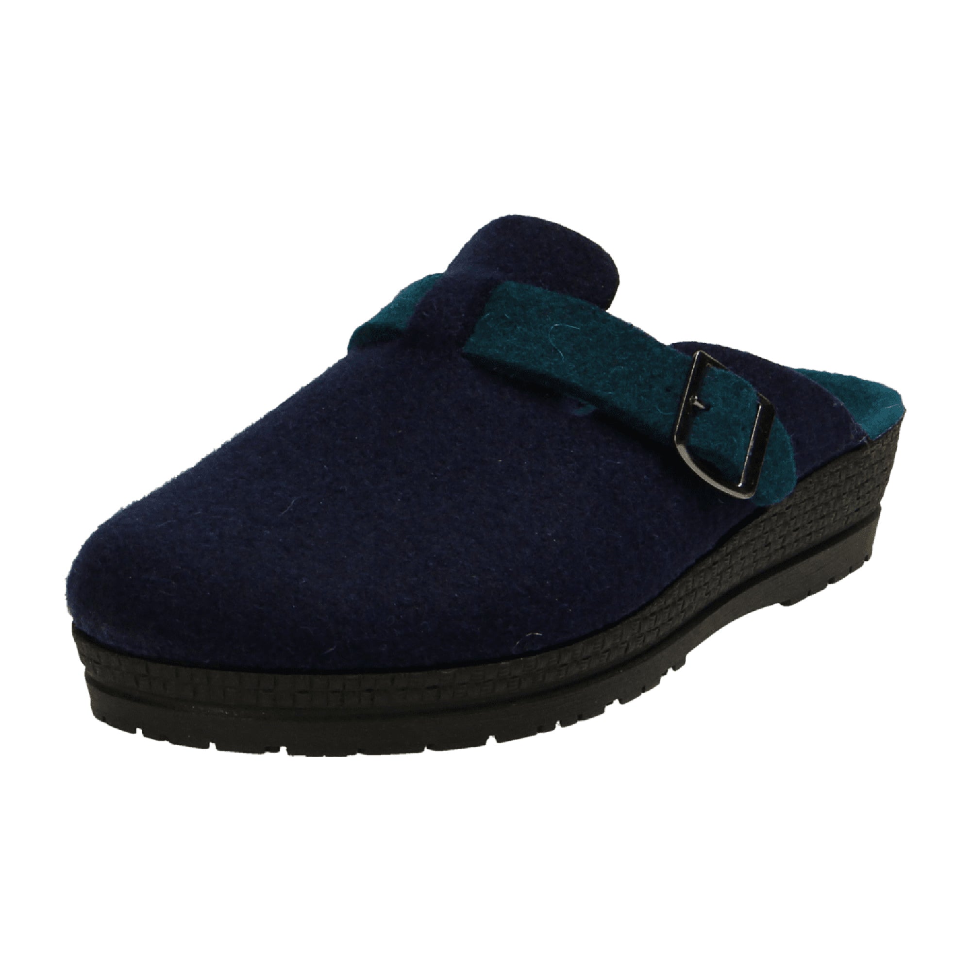 Rohde Women's Blue House Shoes Soft Felt Adjustable Strap Textile Material