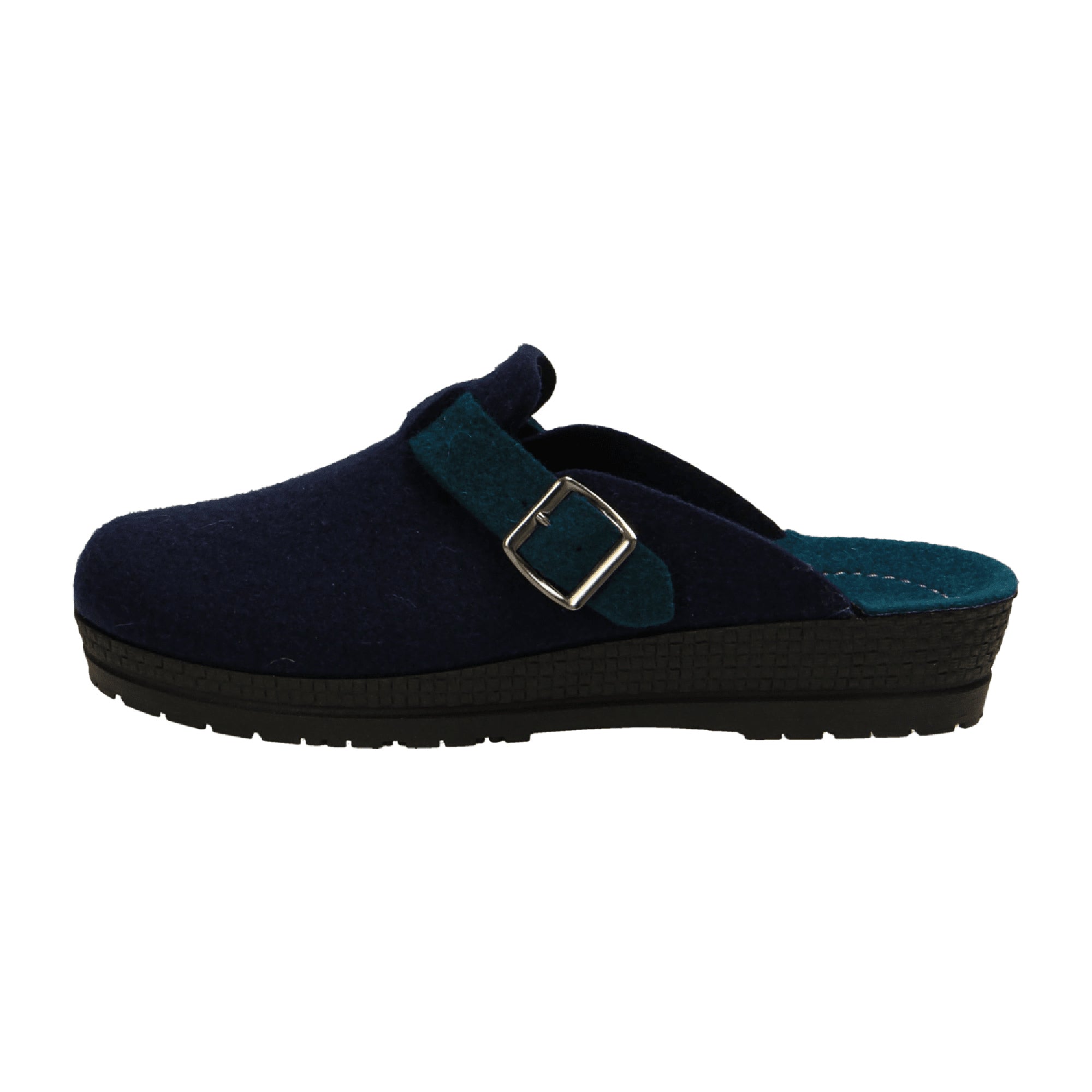 Rohde Women's Blue House Shoes Soft Felt Adjustable Strap Textile Material