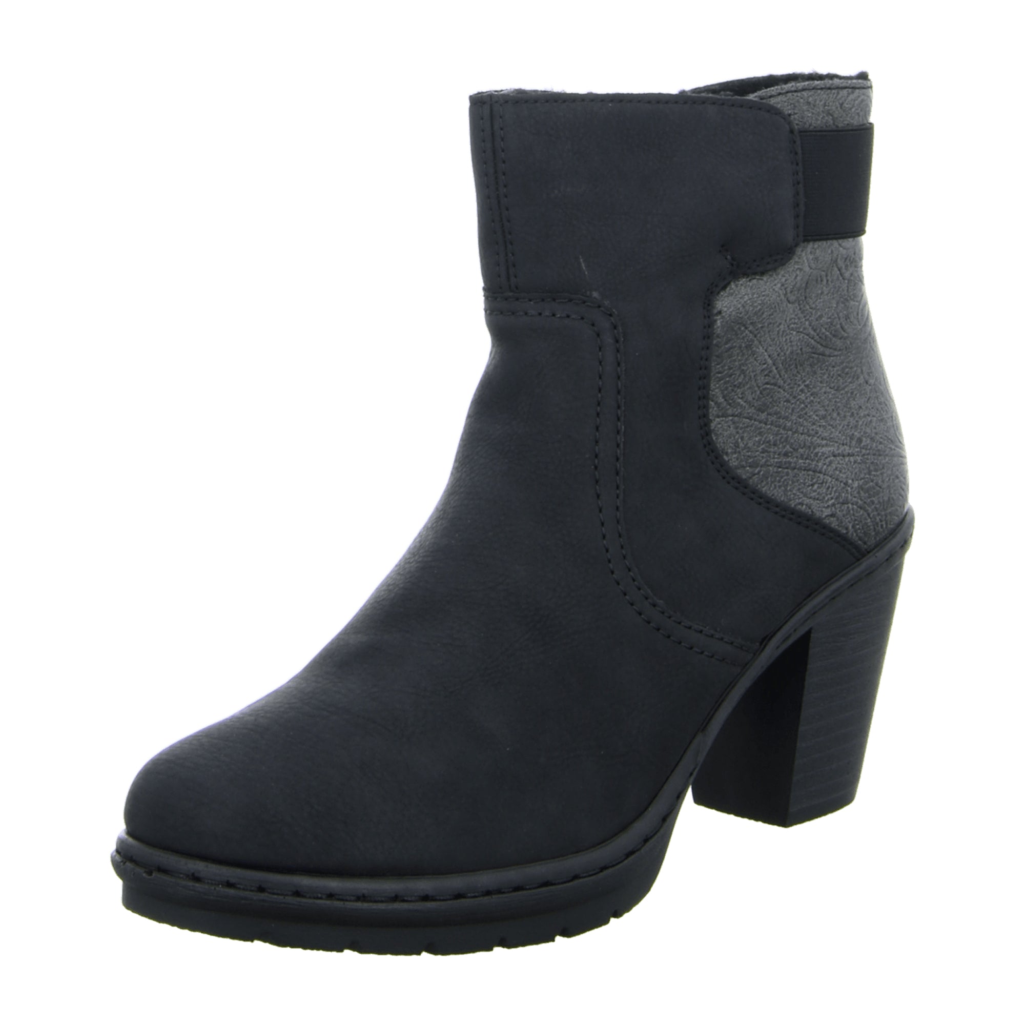 Rieker Black Women's Boots with Block Heel and Removable Insole