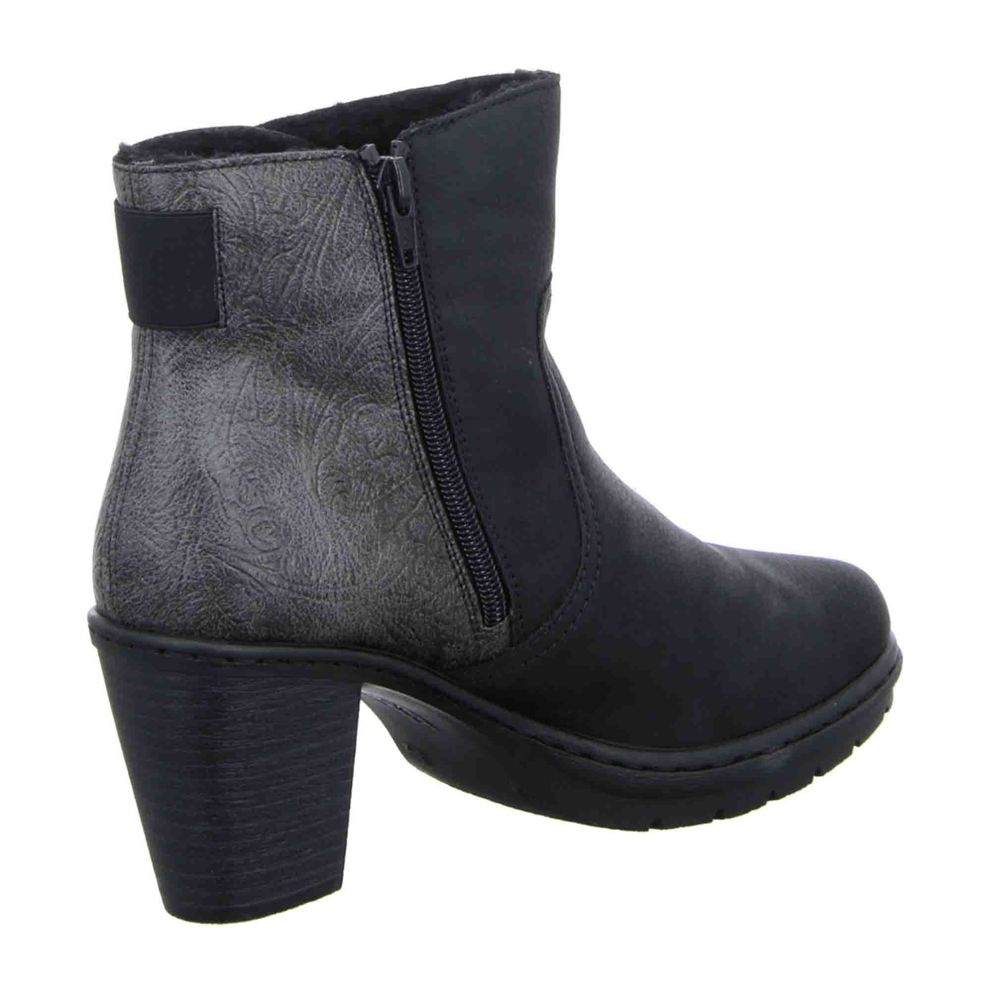 Rieker Black Women's Boots with Block Heel and Removable Insole