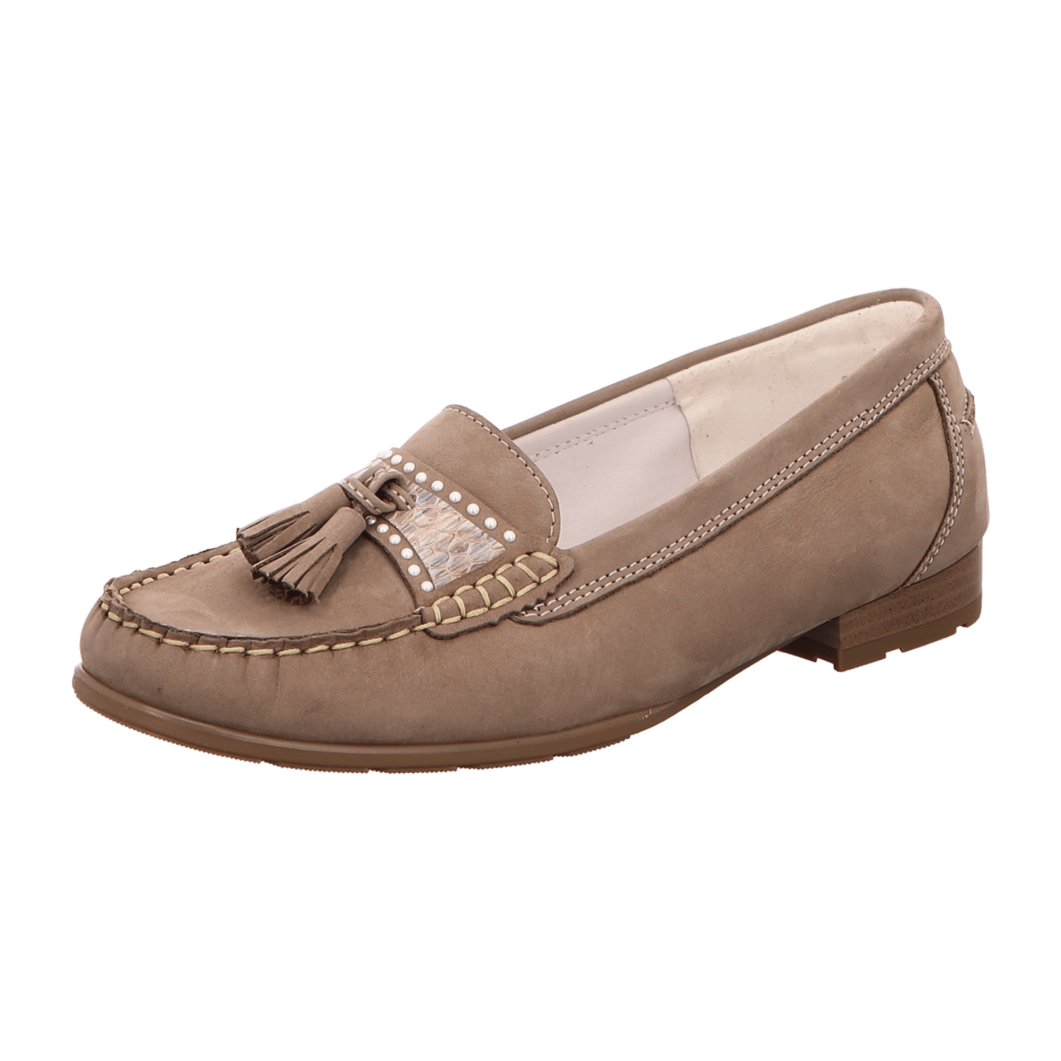 ARA Women's Brown Cotton Lace-Up Comfort Moccasin Slippers