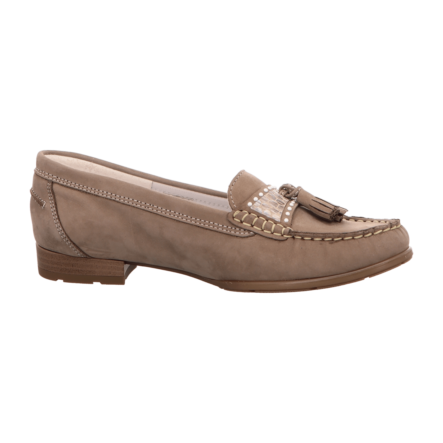 ARA Women's Brown Cotton Lace-Up Comfort Moccasin Slippers