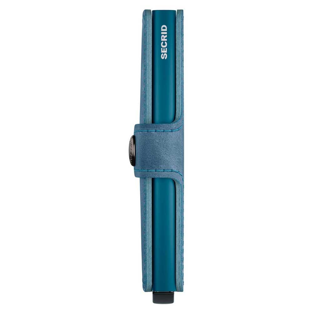 Secrid Miniwallet Card Protector - Vintage Leather Aluminium Teal RFID Wallet