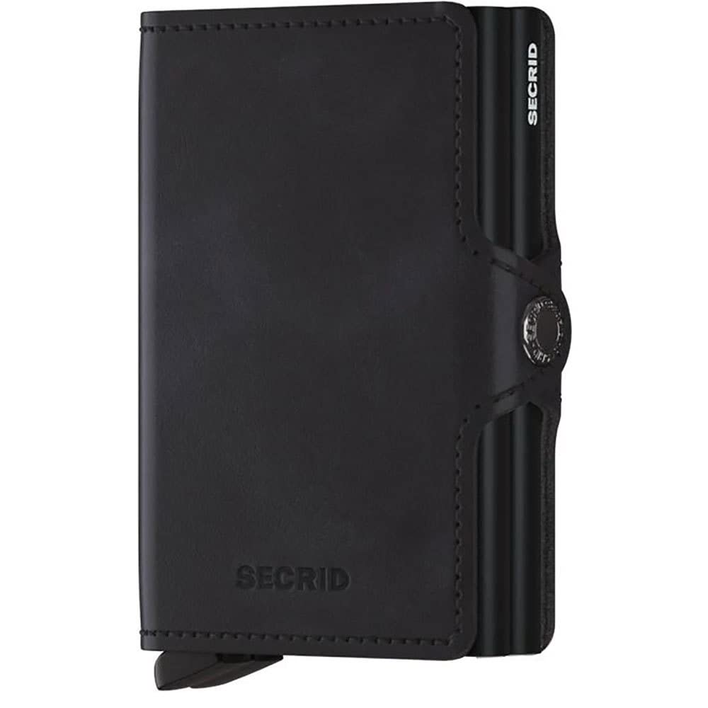 Secrid Twin Wallet Black Vintage - Compact RFID Card Holder with Aluminium