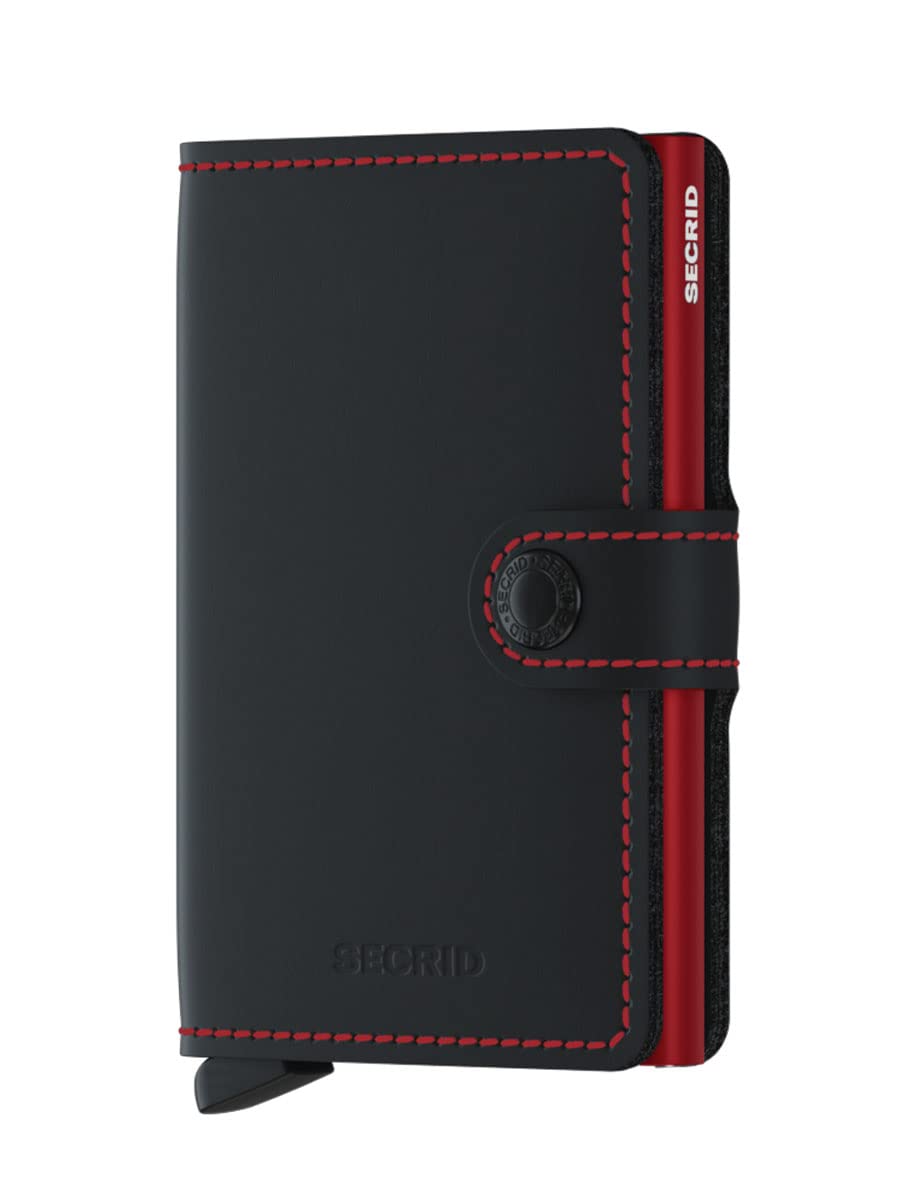 Secrid Miniwallet Matte Purple Rose Leather Card Holder - Compact Black & Red Wallet