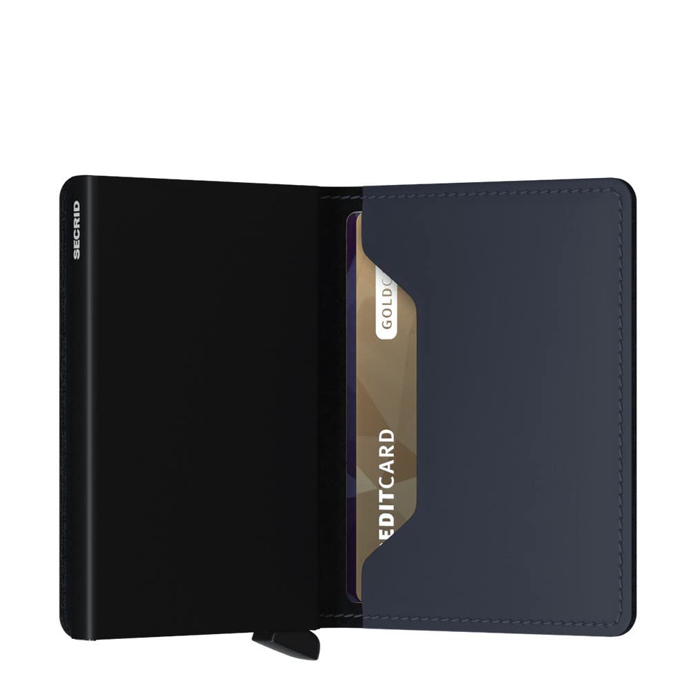 Secrid Slimwallet Matte Blue - Slim Leather Wallet with RFID Protection