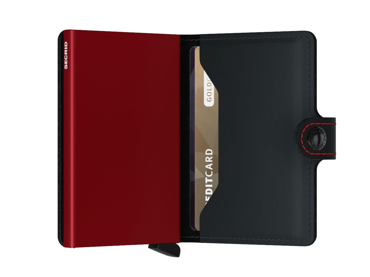 Secrid Miniwallet Matte Purple Rose Leather Card Holder - Compact Black & Red Wallet