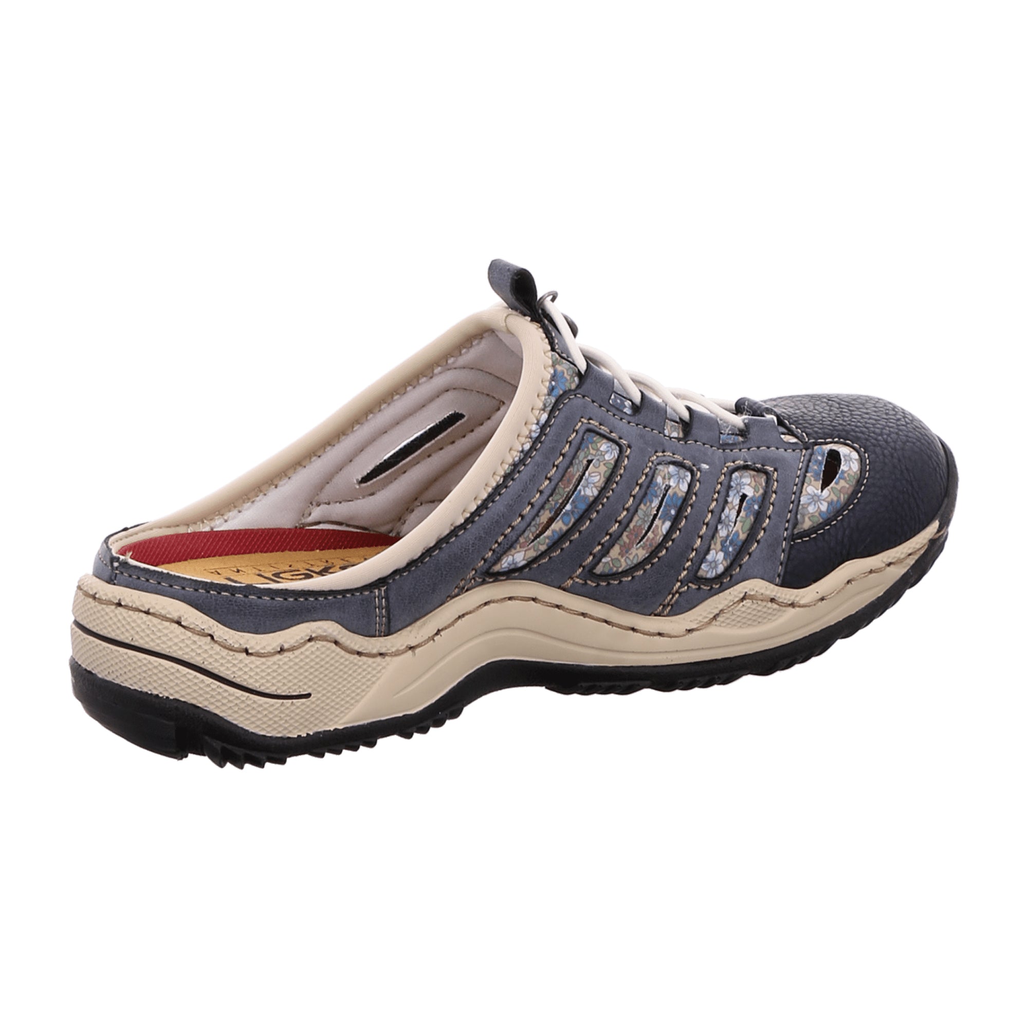 Rieker Women's Blue Slip-On Clogs Comfortable Synthetic Casual Footwear