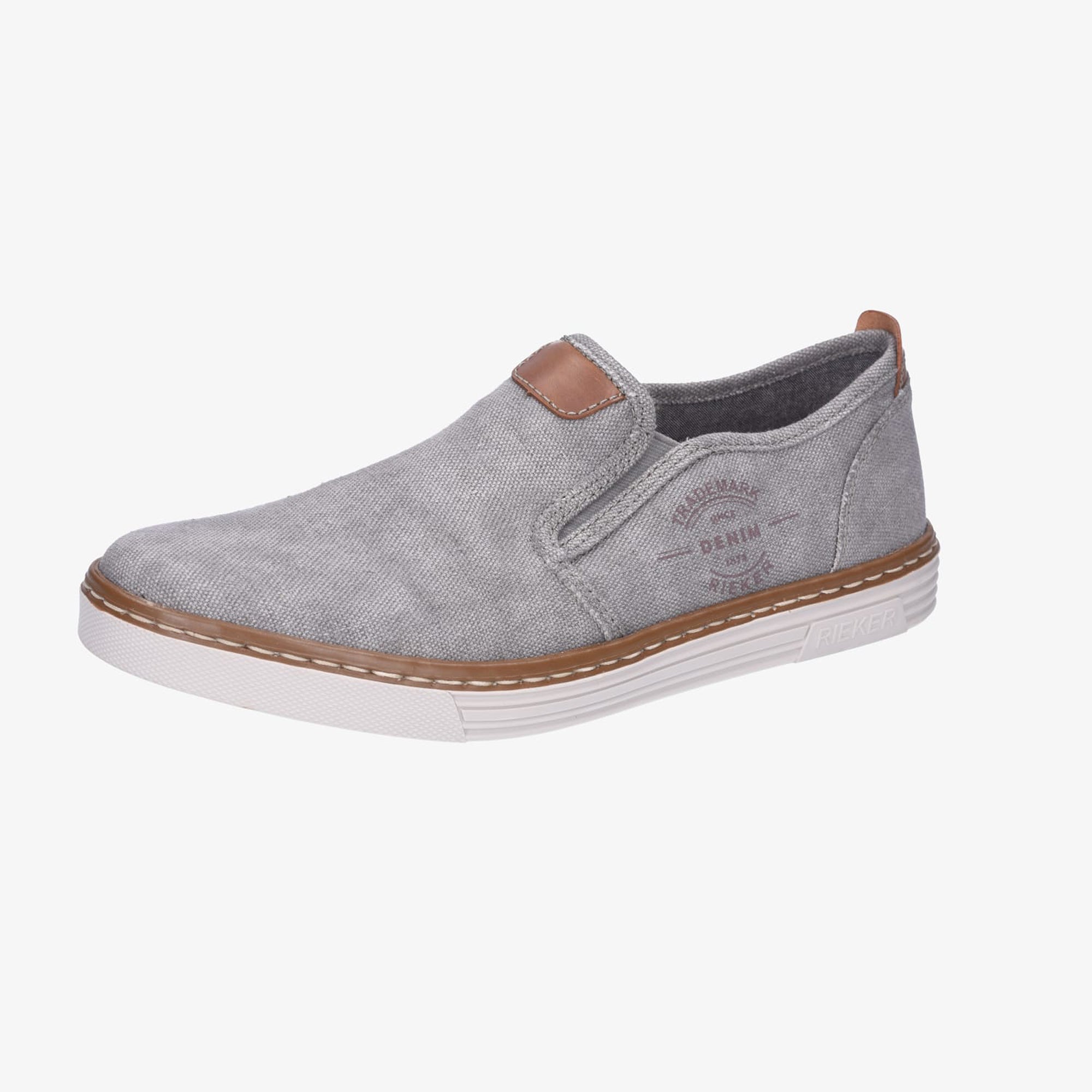 Rieker B4961 Men's Gray Slip-On Shoes Textile Upper Synthetic Lining