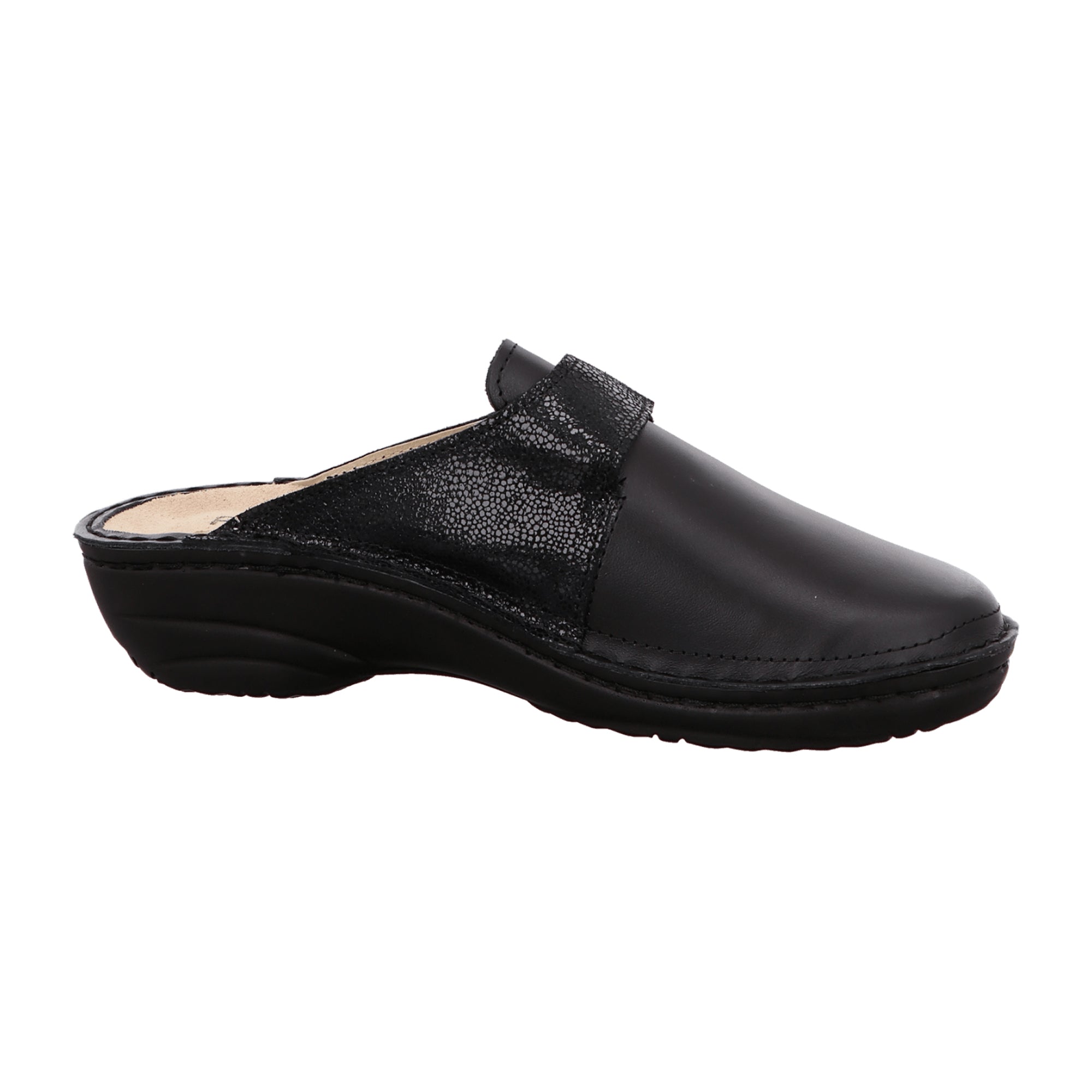 Rohde Black Leather Women's Shoes with Removable Insole and Block Heel