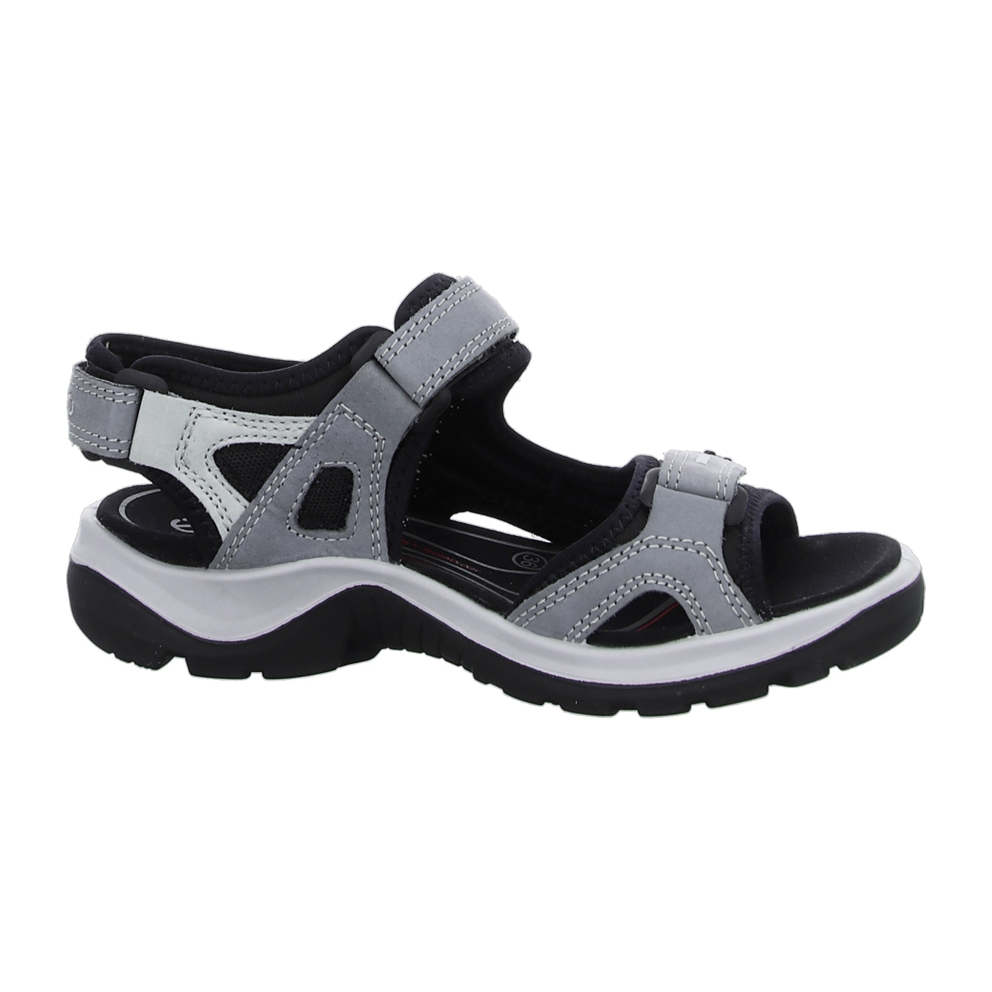 Ecco OFFROAD Women's Sandals, Grey - Comfortable Trekking Footwear with Triple Velcro Closure