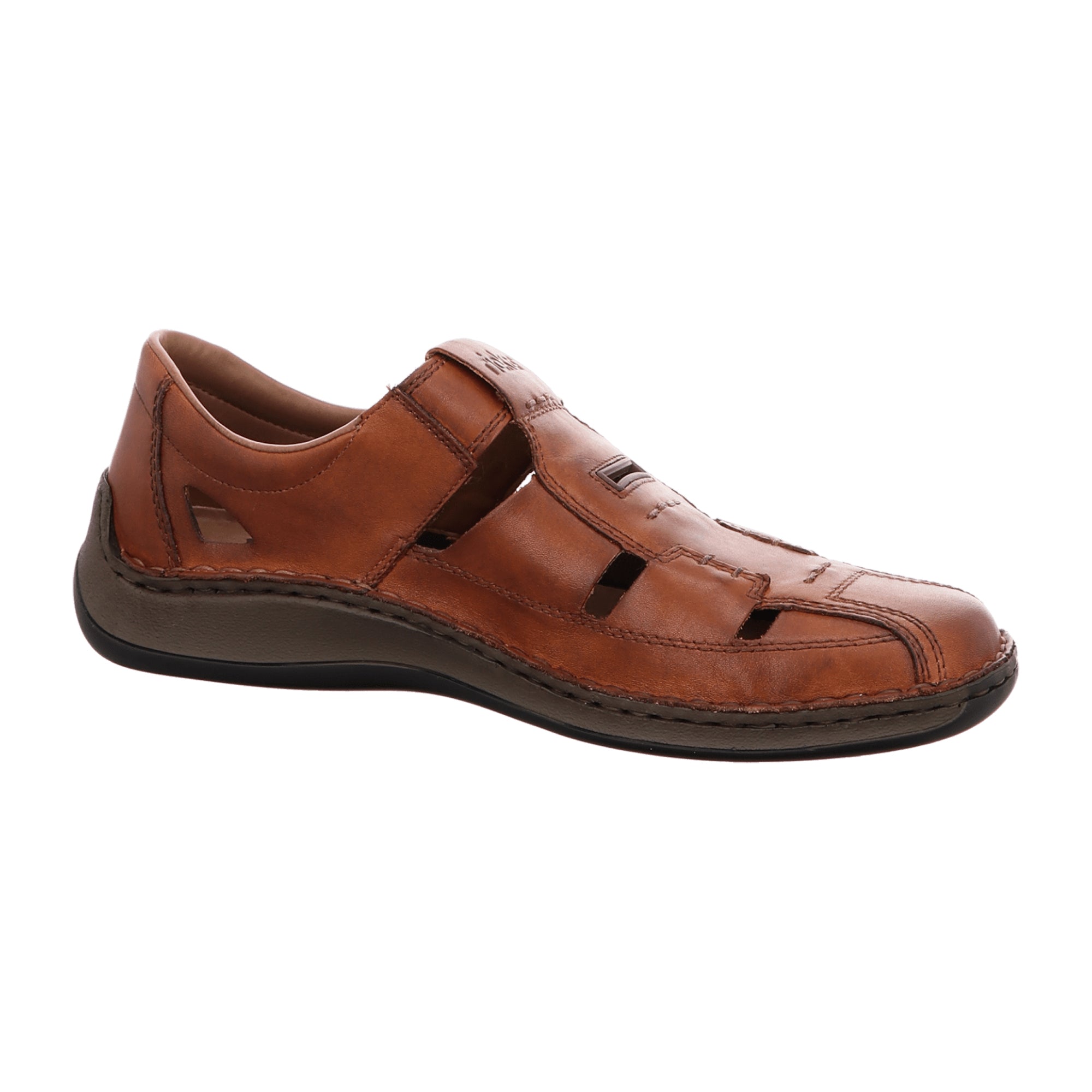 Rieker Men's Brown Slipper Sandals Comfortable Leather Travel Footwear