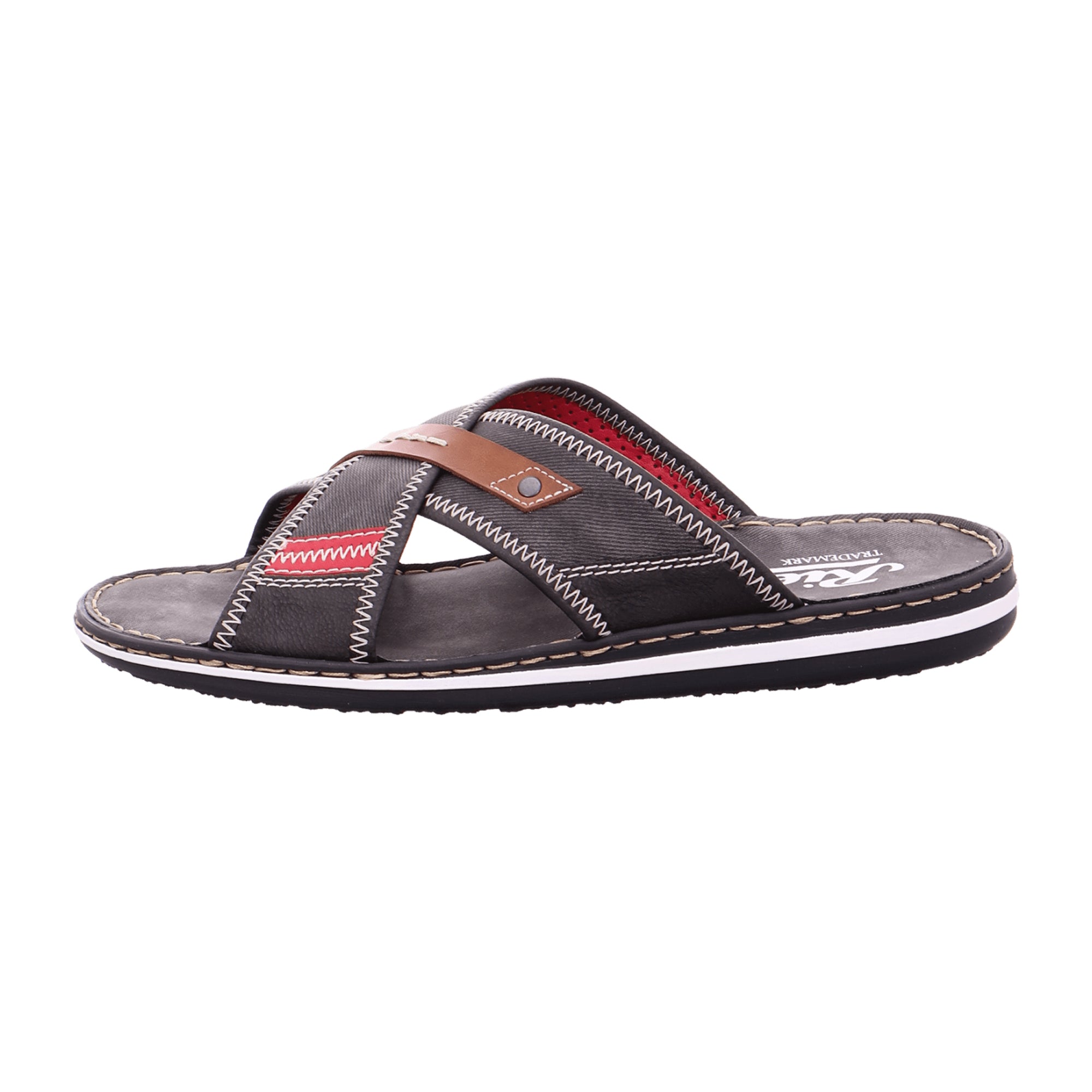 Rieker Gray Pantolette Slip-On Sandals Comfortable Synthetic Leather Summer Shoes