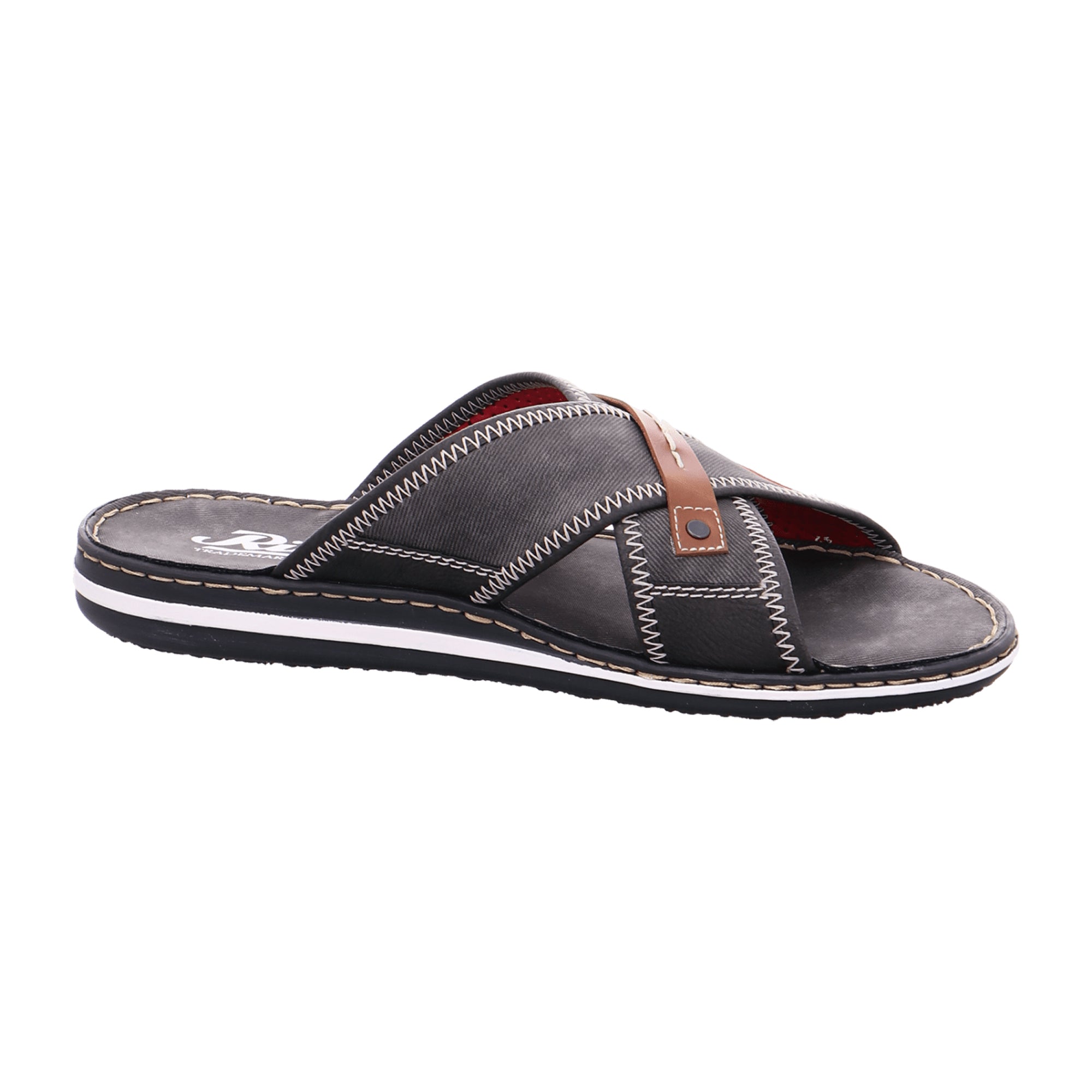 Rieker Gray Pantolette Slip-On Sandals Comfortable Synthetic Leather Summer Shoes