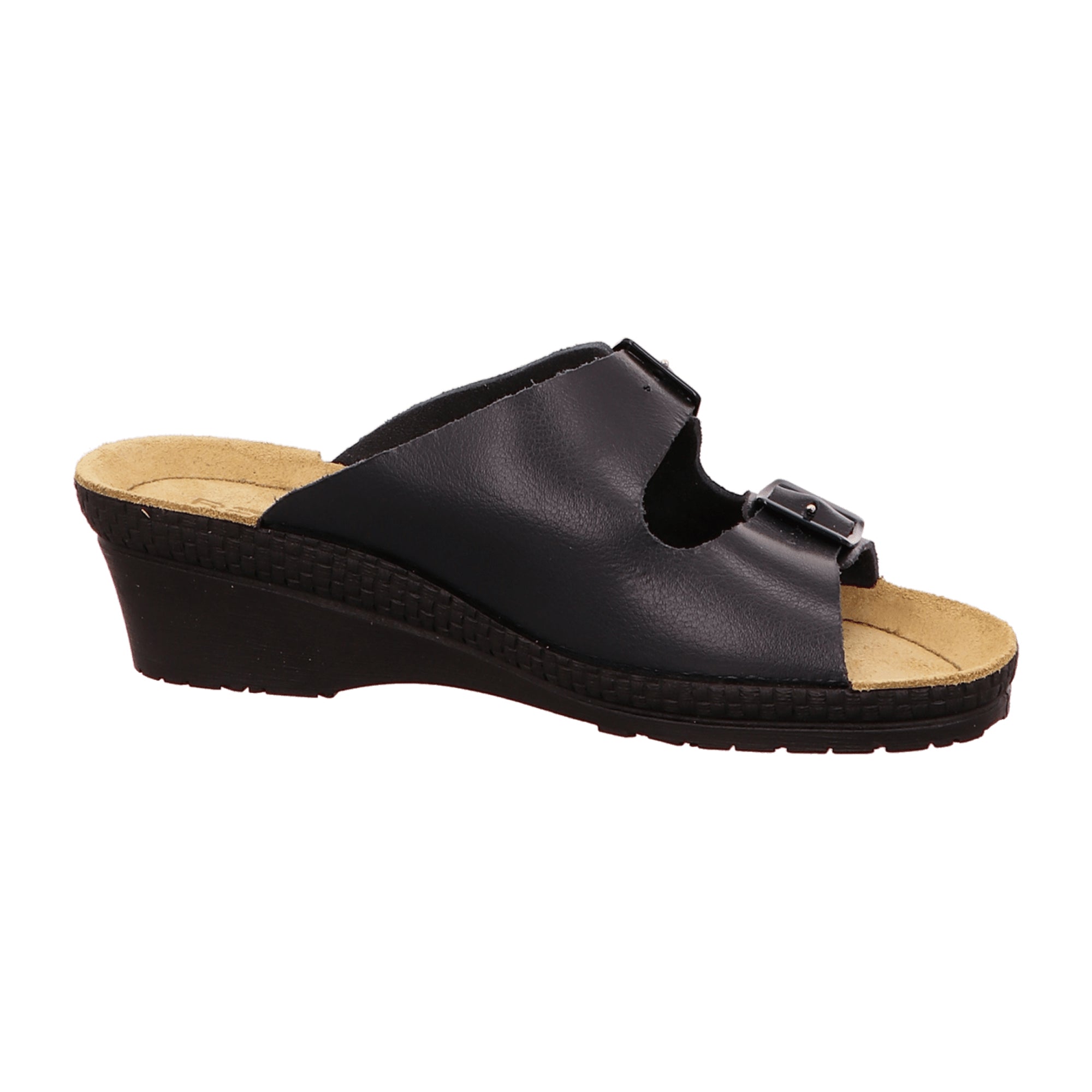 Rohde Women's Blue Leather House Shoes with Wedge Heel