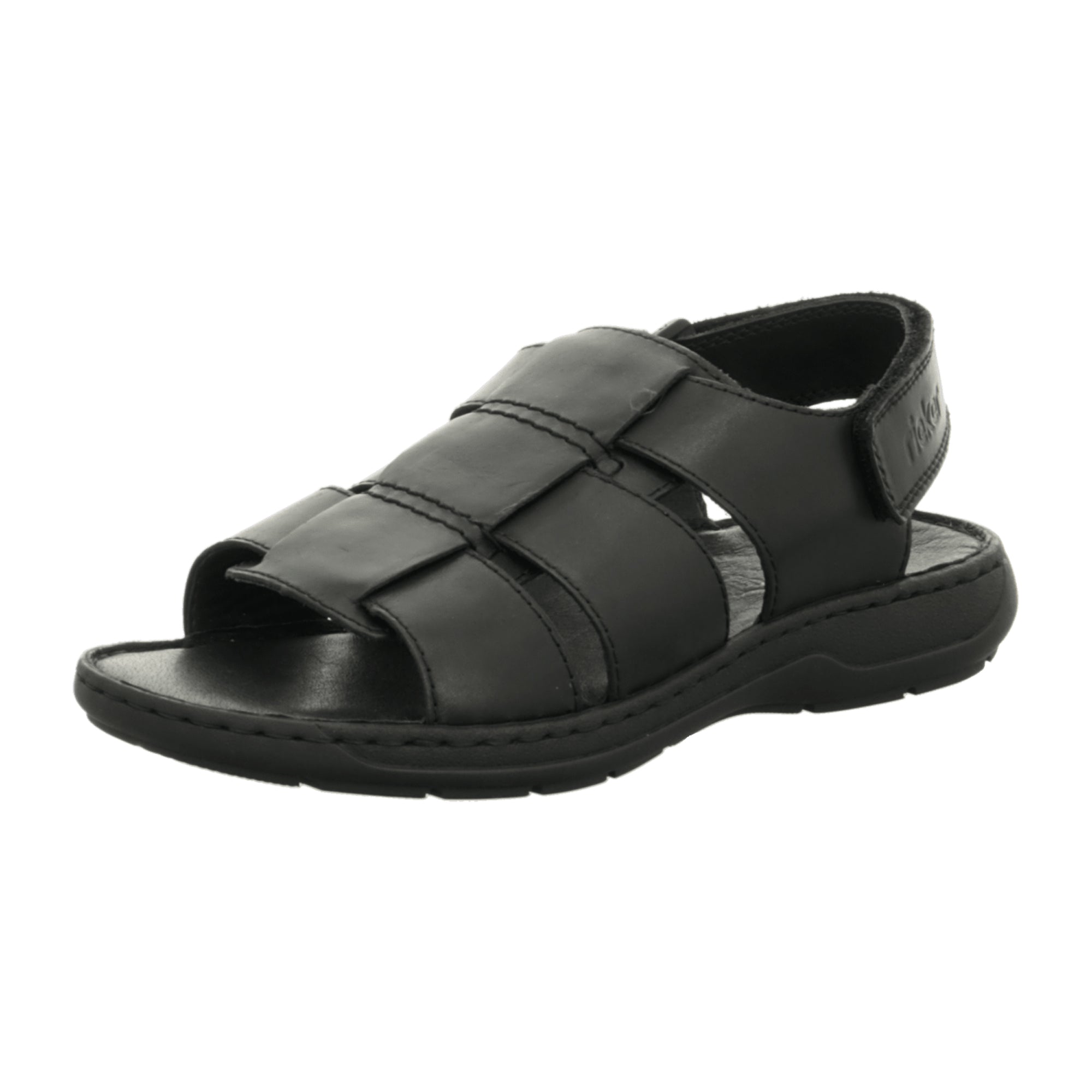 Rieker NV Men's Black Leather Shoes with Velcro Closure