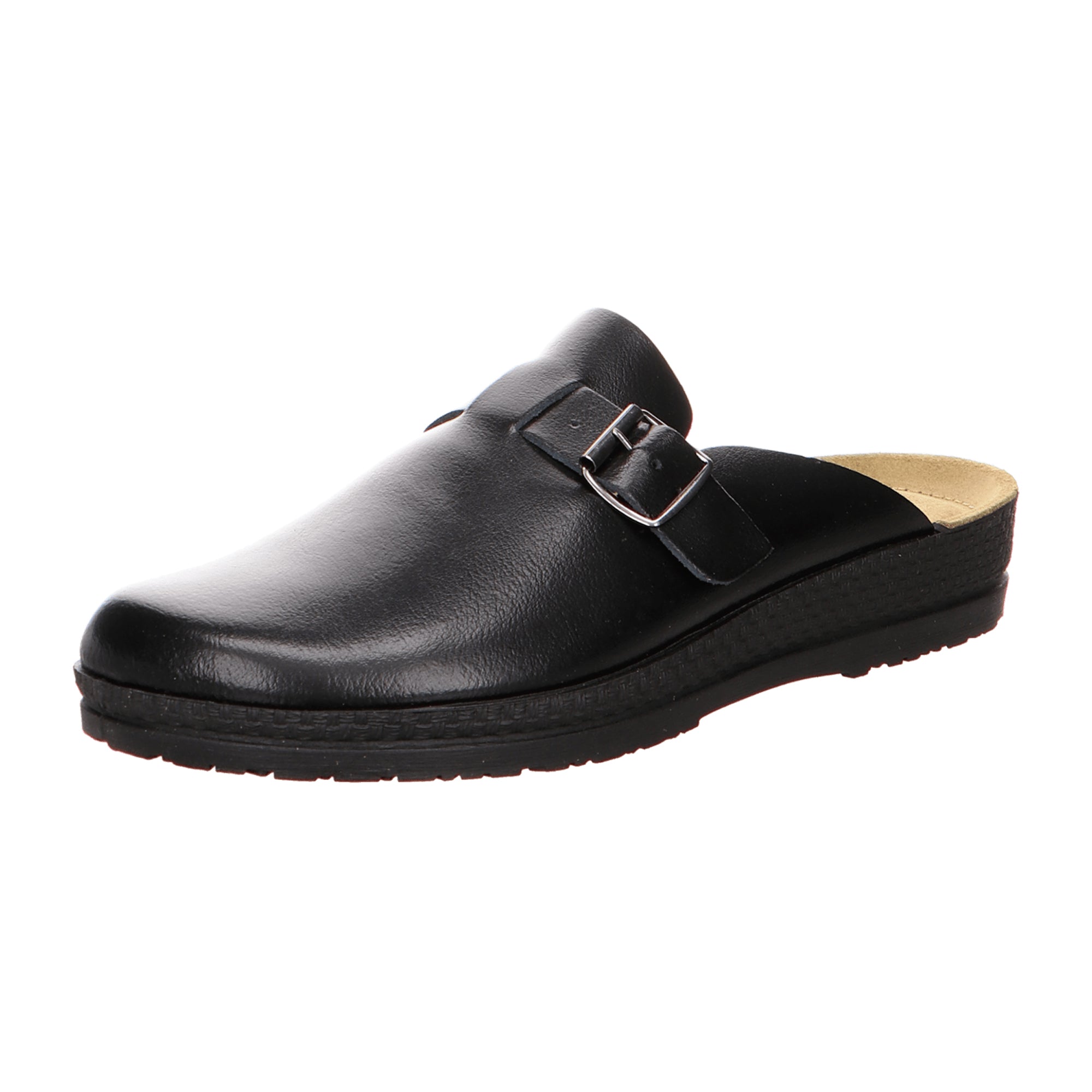 Rohde Men's Black Leather Clogs Flat Heel Round Toe Normal Width Casual Shoes