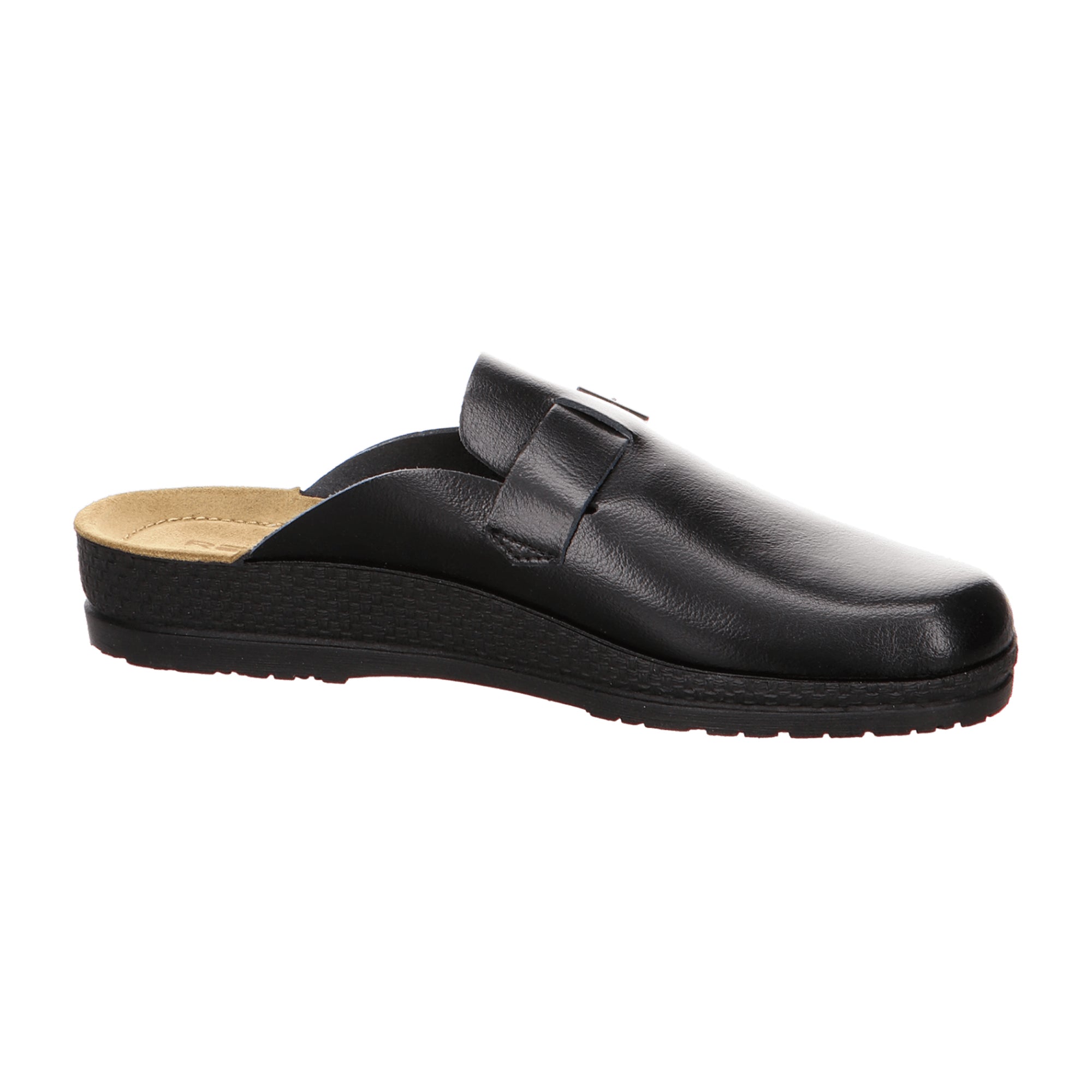 Rohde Men's Black Leather Clogs Flat Heel Round Toe Normal Width Casual Shoes