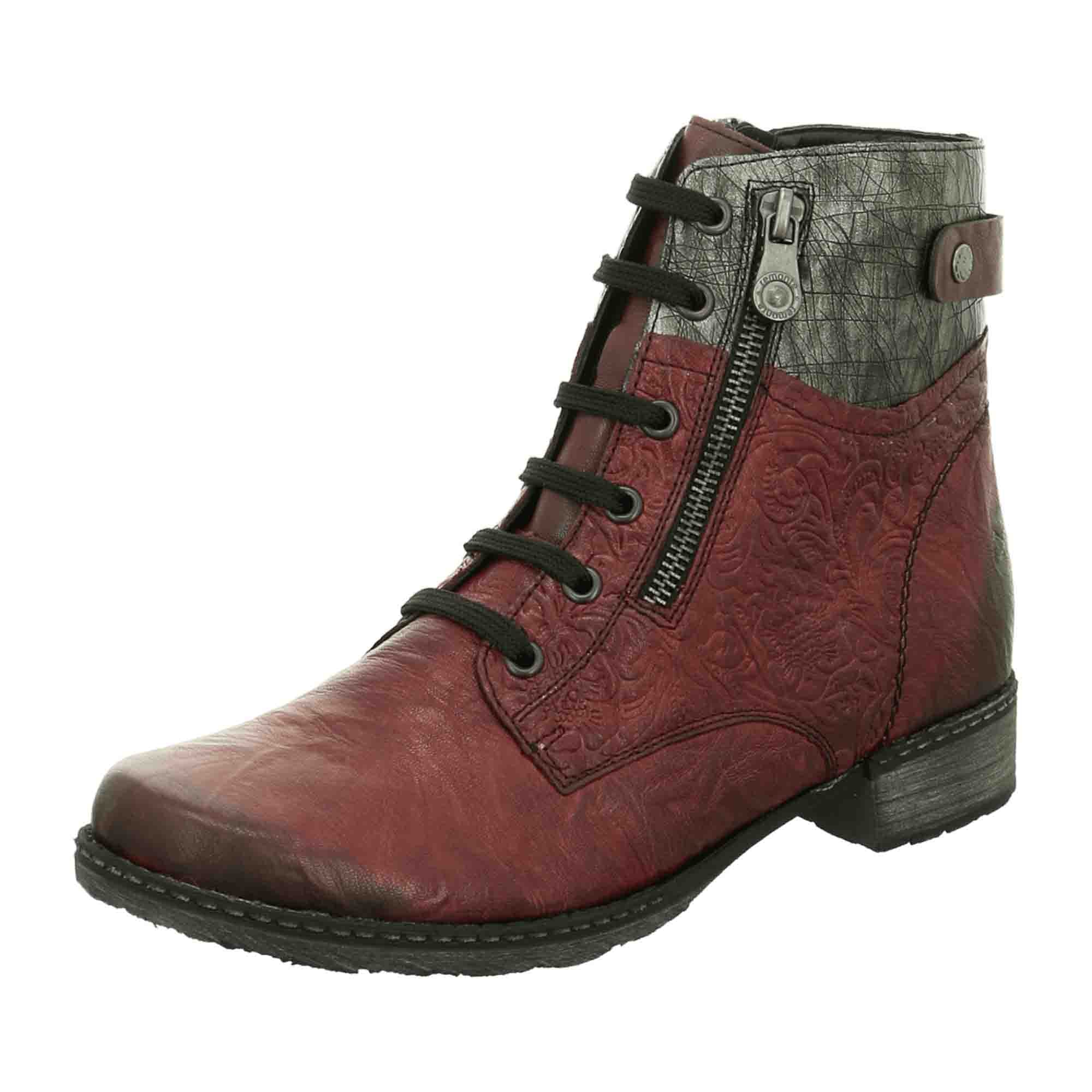 Red Remonte D4379 Women's Ankle Boots Leather Synthetic Combo Lace-Up