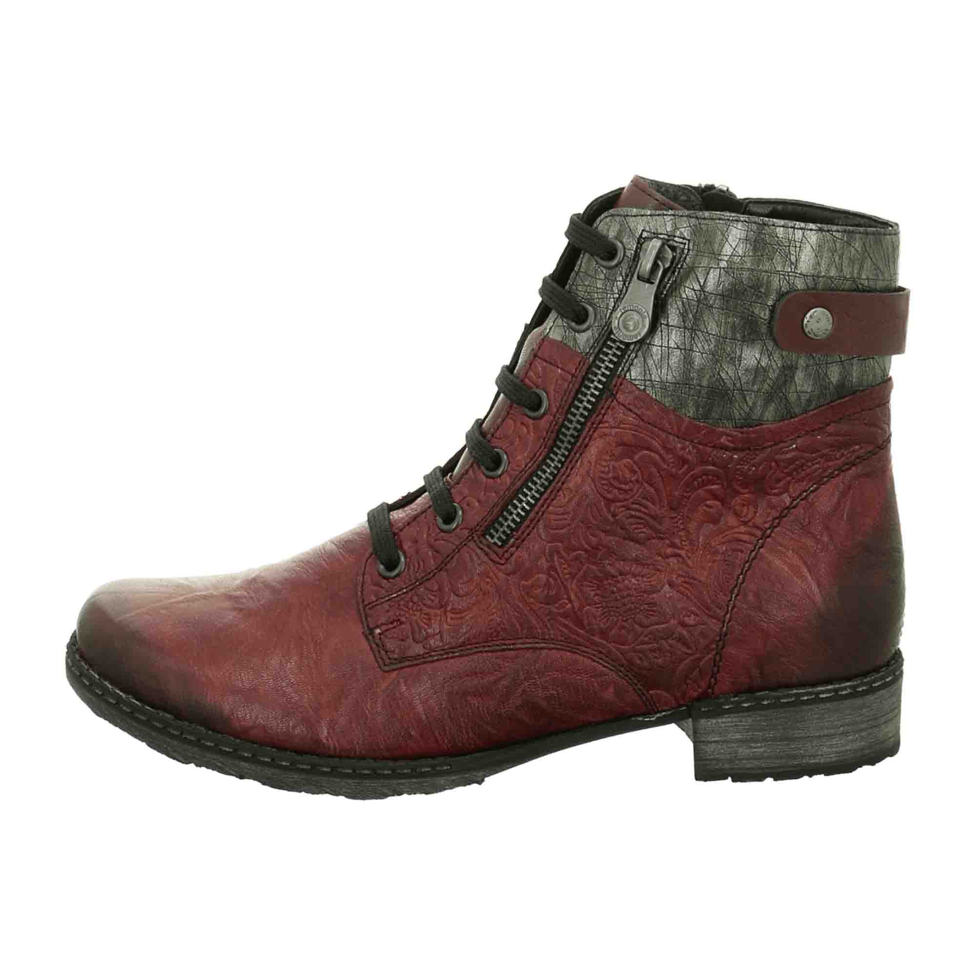 Red Remonte D4379 Women's Ankle Boots Leather Synthetic Combo Lace-Up