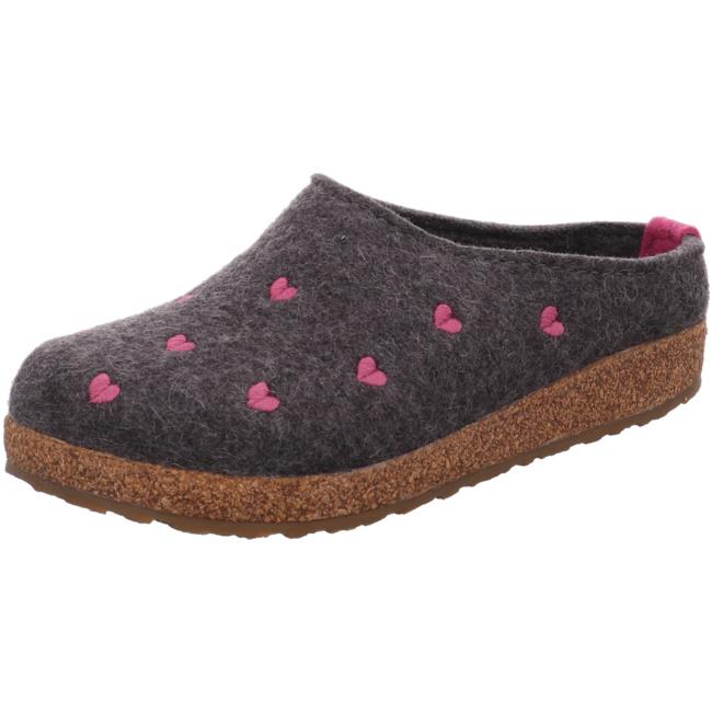 Haflinger Slippers gray female Sandals Clogs Grizzly Cuoricino Wool - Bartel-Shop