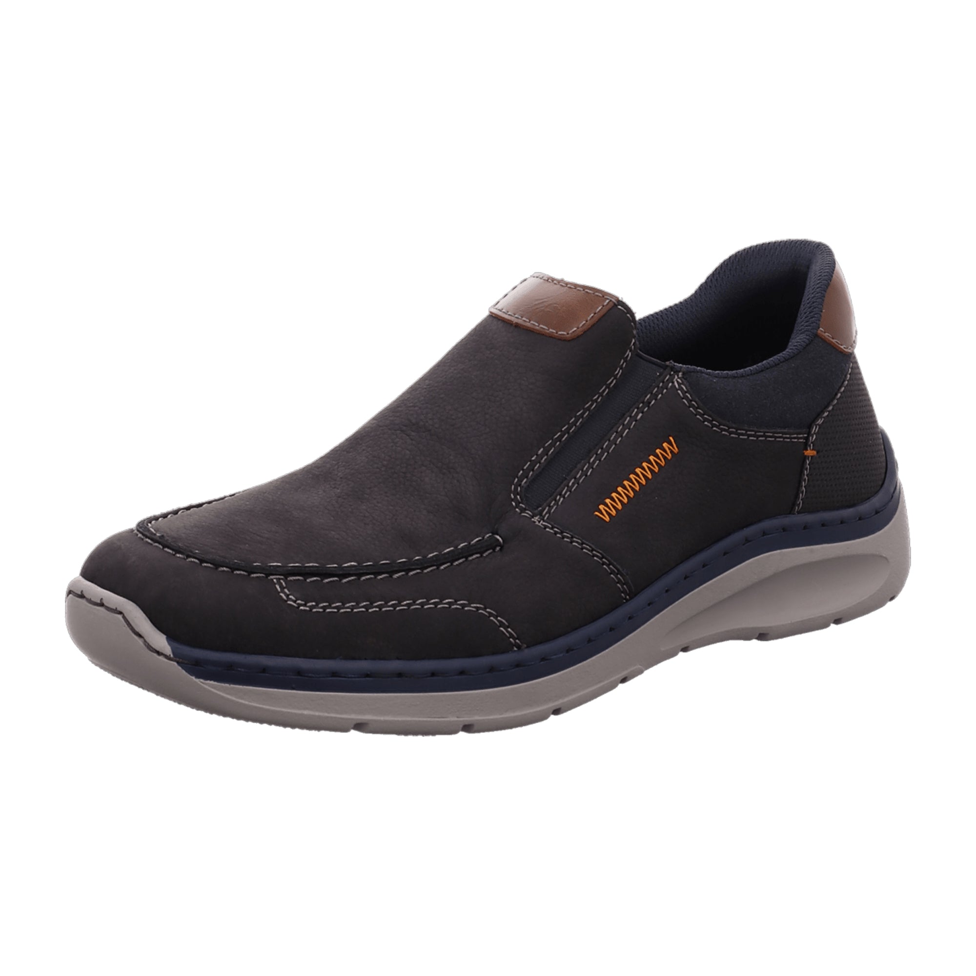 Rieker Comfortable Blue Slip-On Shoes for Men with Flexible Sole and Cushioned Insole