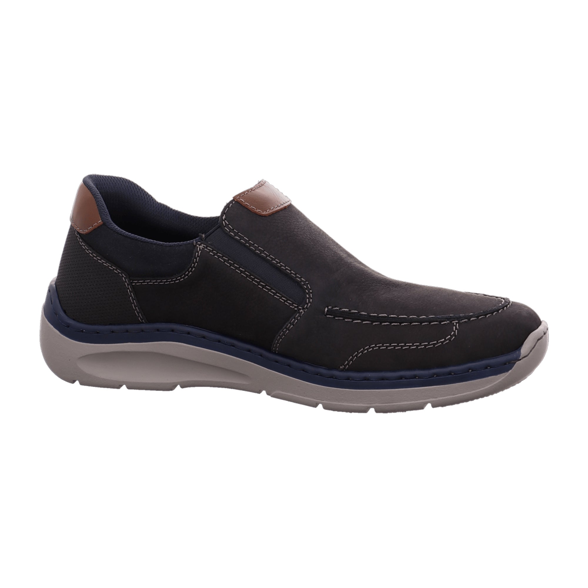 Rieker Comfortable Blue Slip-On Shoes for Men with Flexible Sole and Cushioned Insole