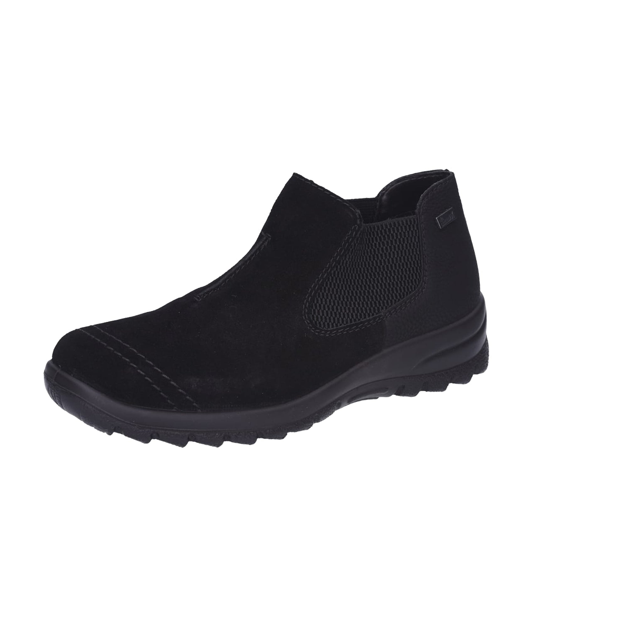Rieker Comfortable Women's Black Ankle Boots Synthetic Leather Flat Heel
