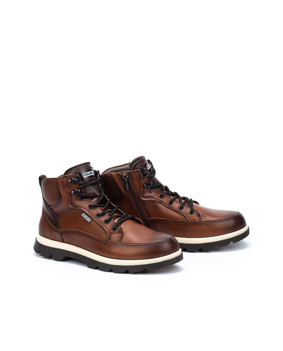Pikolinos Men Ankle Boots Leather Cuero Redonda Lace-Up