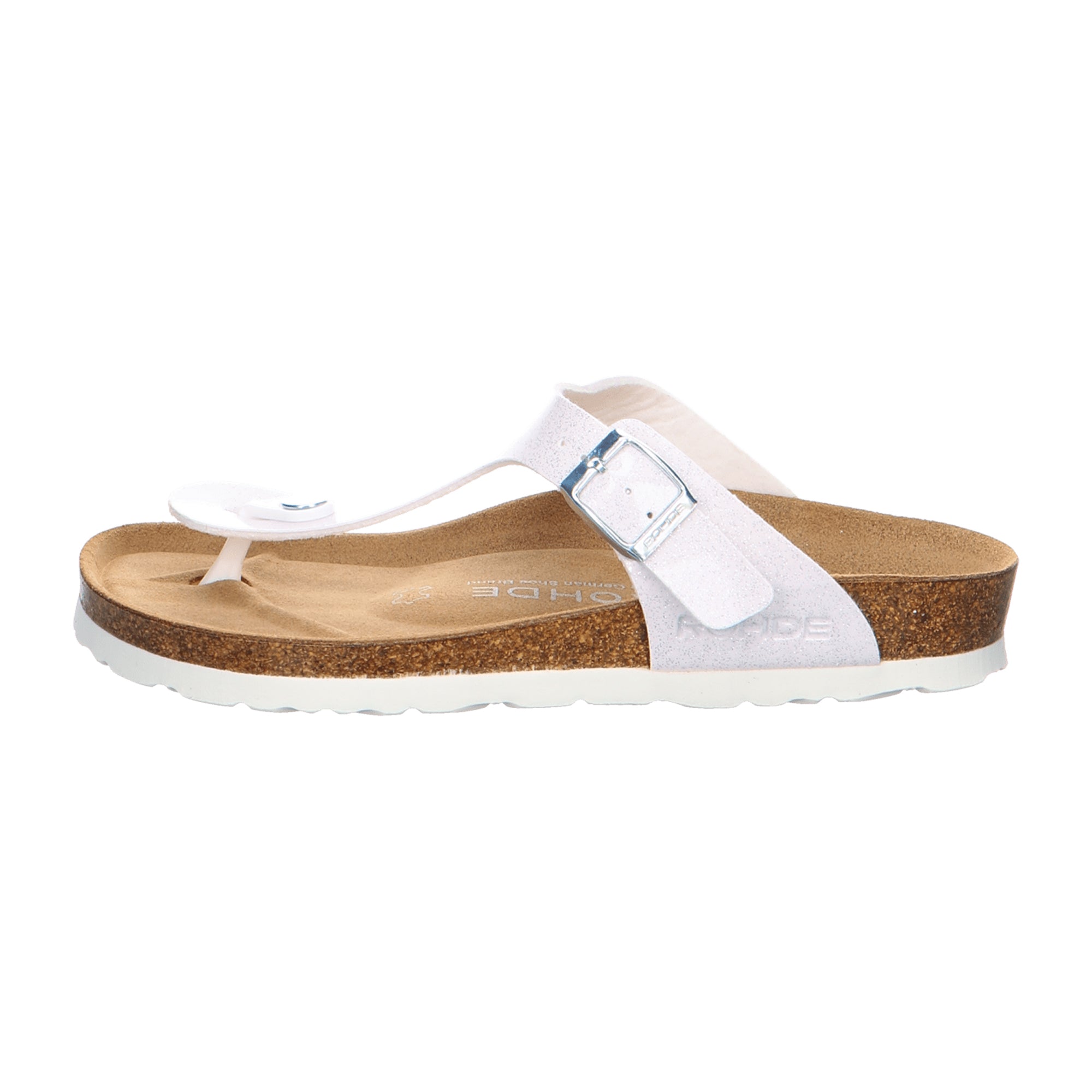 Rohde Women's White Thong Sandals with Buckle Flat Heel Spring Summer
