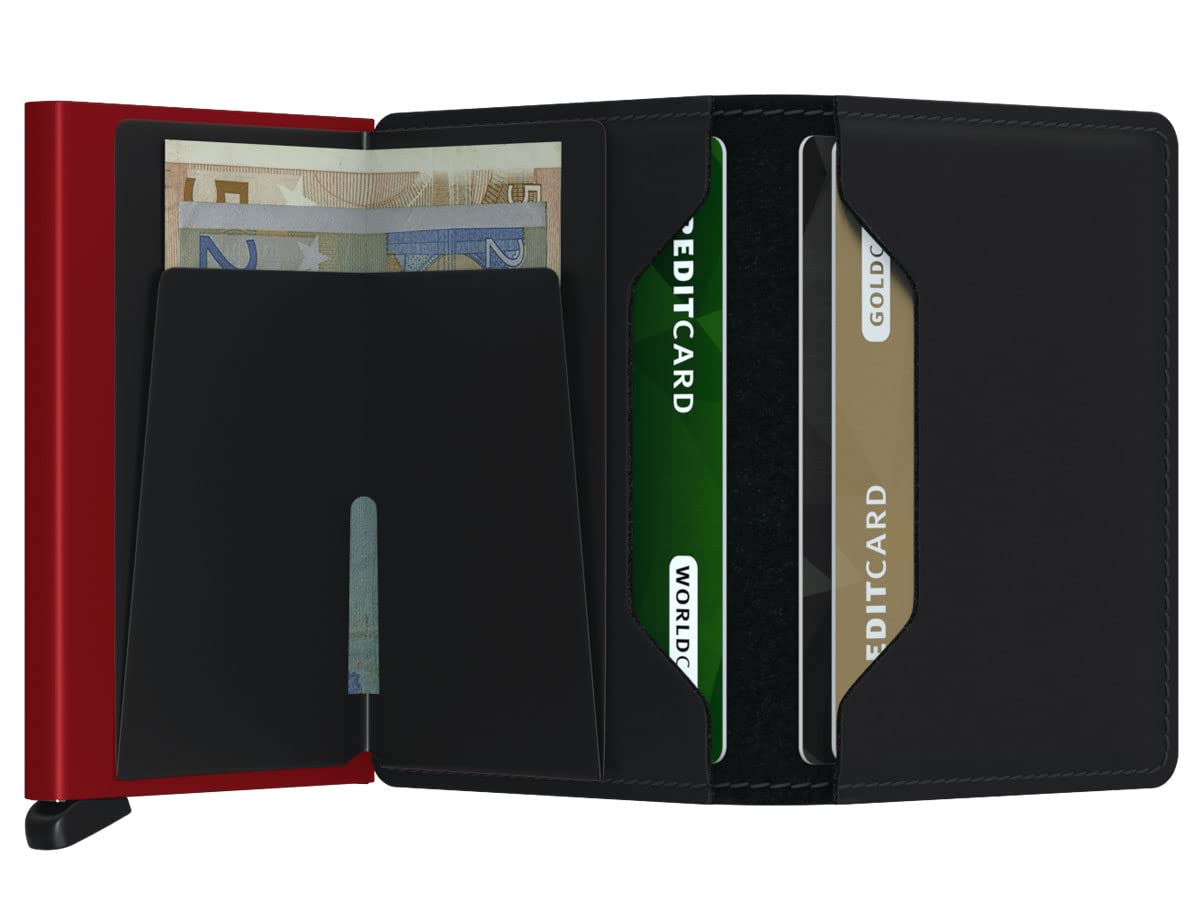 Secrid Slimwallet Vintage RFID Wallet - Black Red Leather