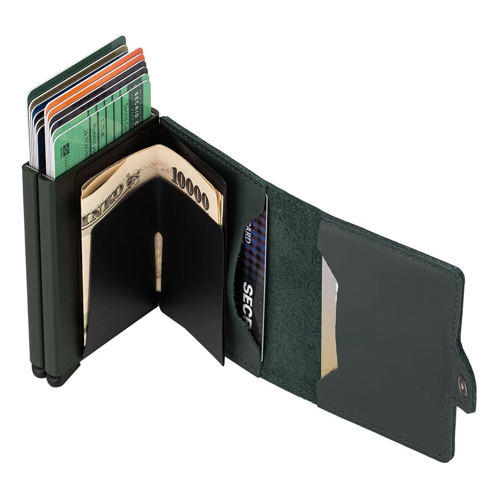 Secrid Twinwallet RFID Wallet - Green Leather for Men & Women