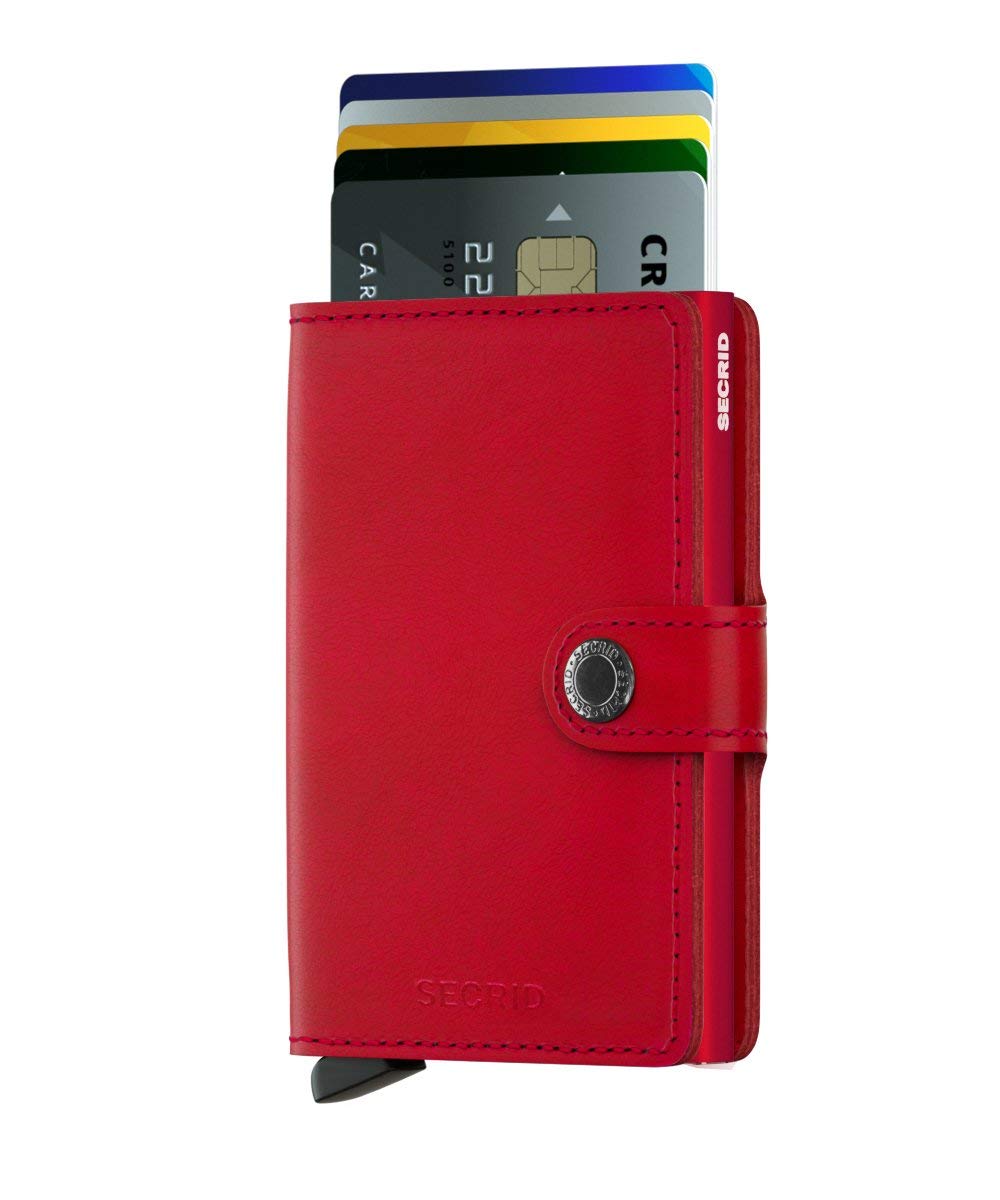 Secrid Miniwallet RFID Card Holder - Red Leather Wallet for Men and Women