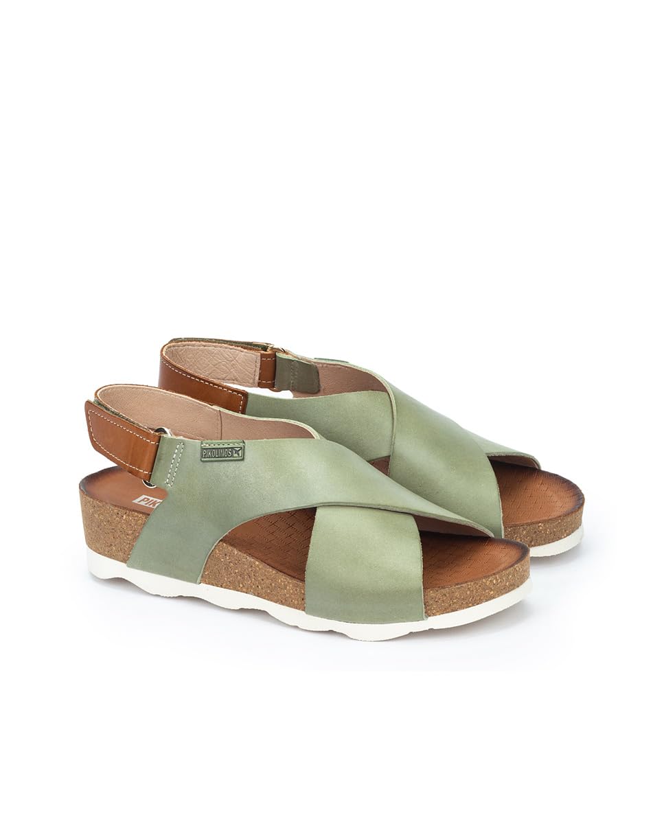 Pikolinos Women Wedge Sandals Leather Mint Green Size