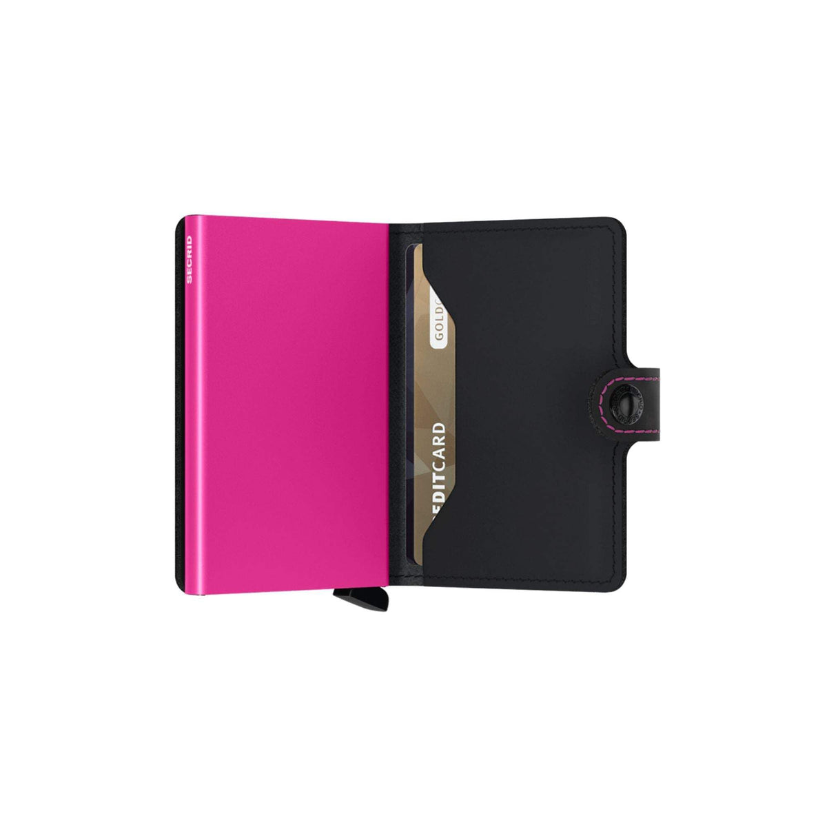 Secrid Mini Wallet RFID Leather Card Holder Black Fuchsia