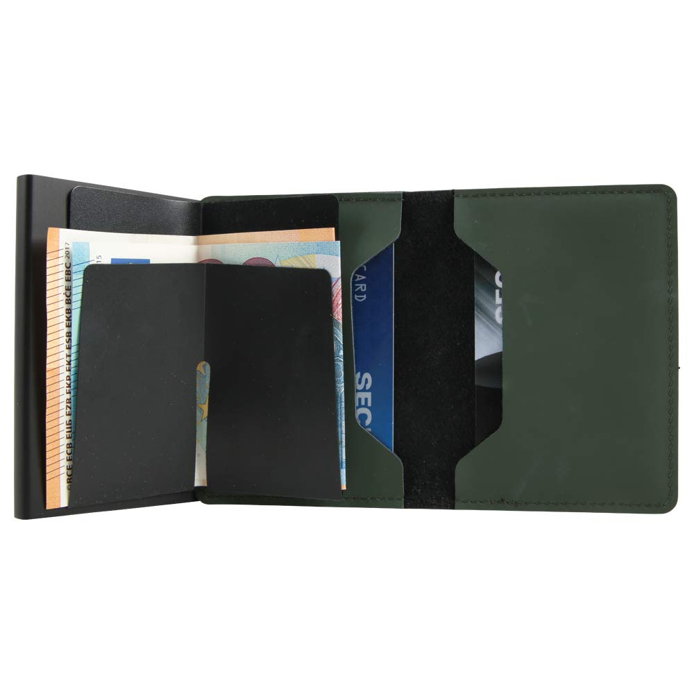 Secrid Slim Wallet Green-Black Leather Card Holder - RFID Cardprotector