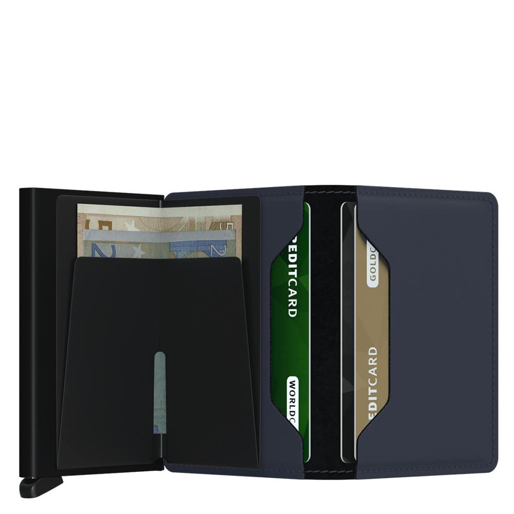 Secrid Slimwallet Matte Blue - Slim Leather Wallet with RFID Protection