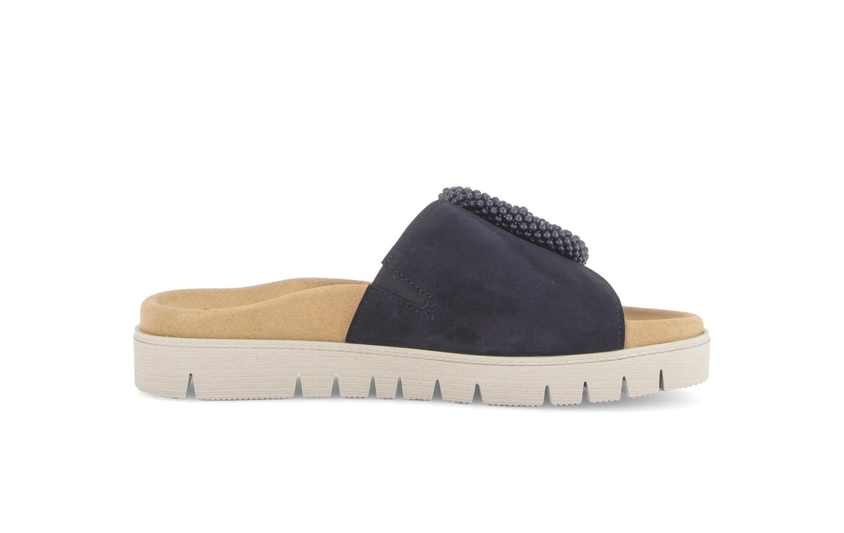 Gabor Women Pantolette Dark Blue Nubuck Leather Sandal Size EU
