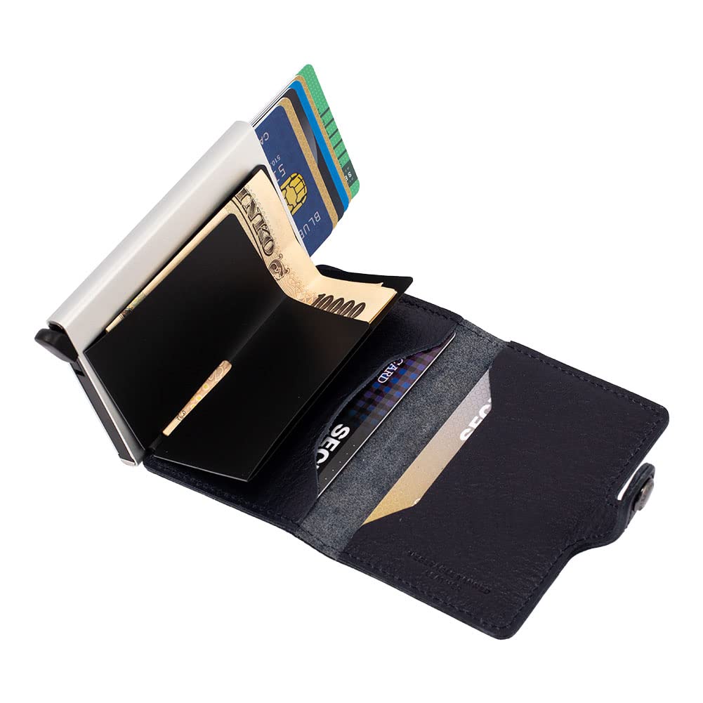 Secrid Miniwallet Navy-Silver - Slim Wallet with Leather Interior