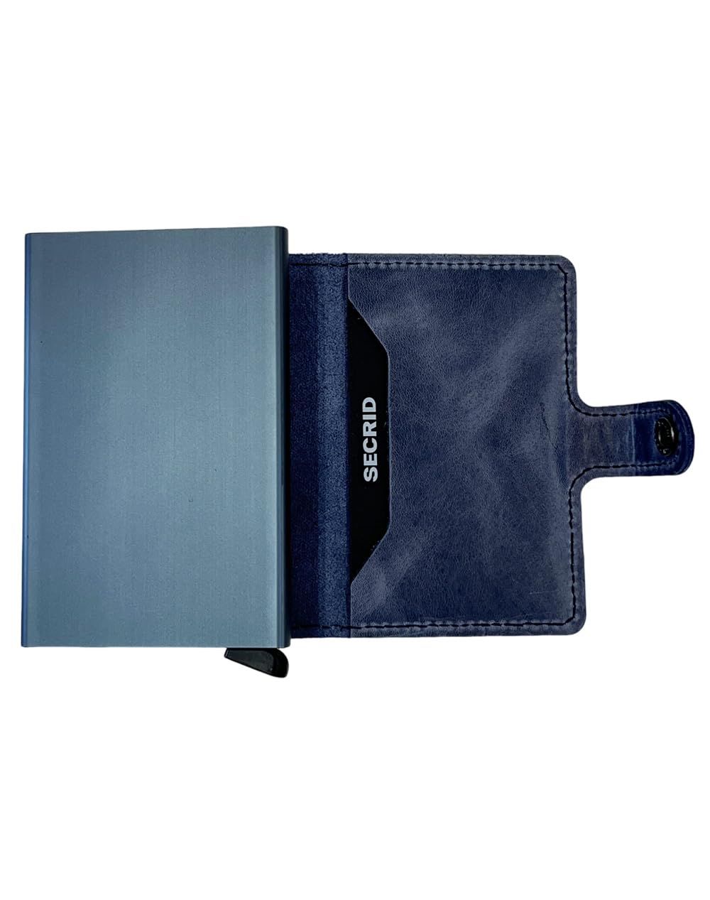 Secrid Card Protector Wallet - Blue Leather & Aluminium RFID Compact