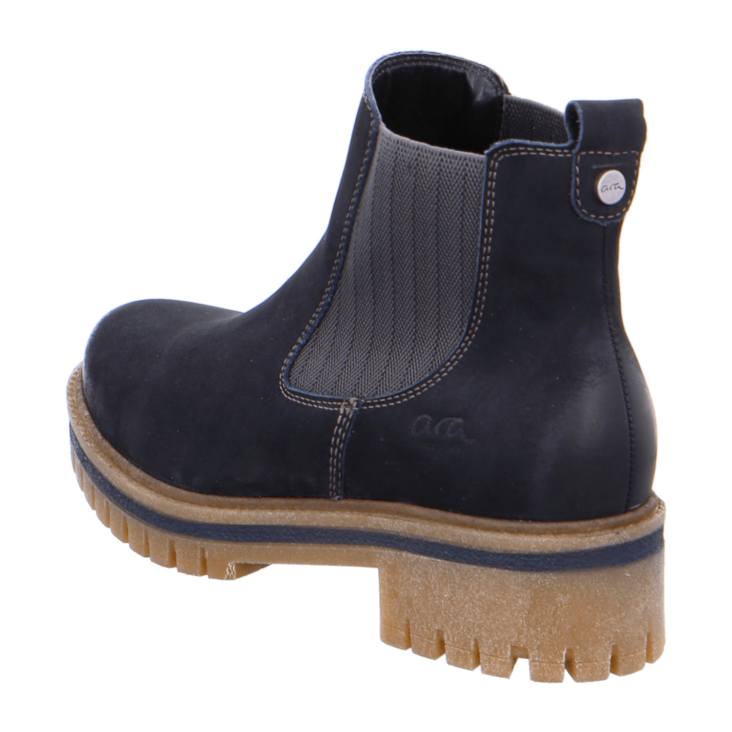 ARA JACKSON Women's Leather Chelsea Boots Blue Nubuck Slip-On - Bartel-Shop
