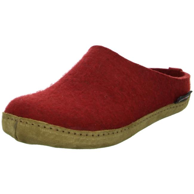 Haflinger Slippers red female Sandals Clogs Textile - Bartel-Shop
