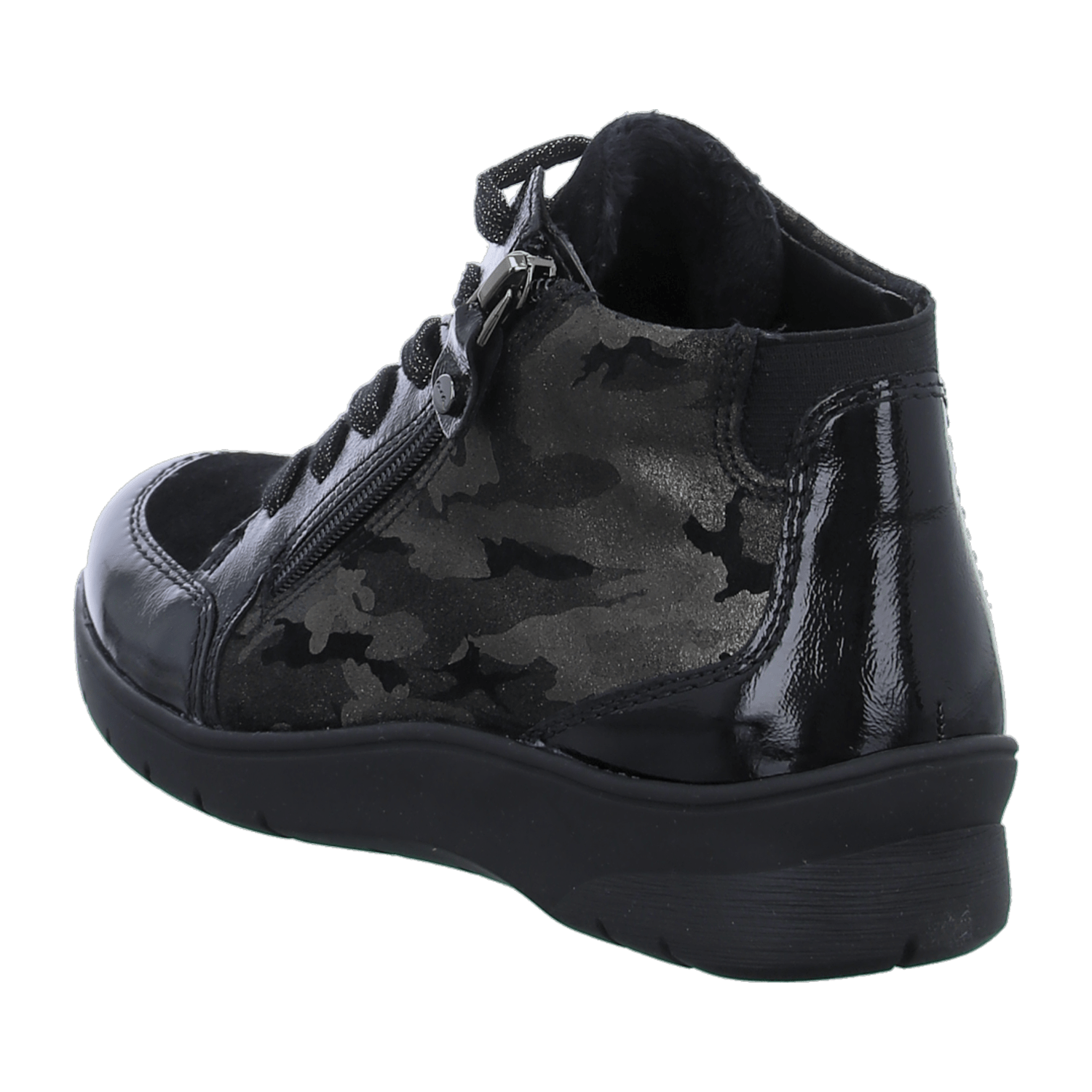 ARA Meran Women's Lace-Up Ankle Boots, Modern Round Toe, Side Zipper, Cold-Weather Lined, Black