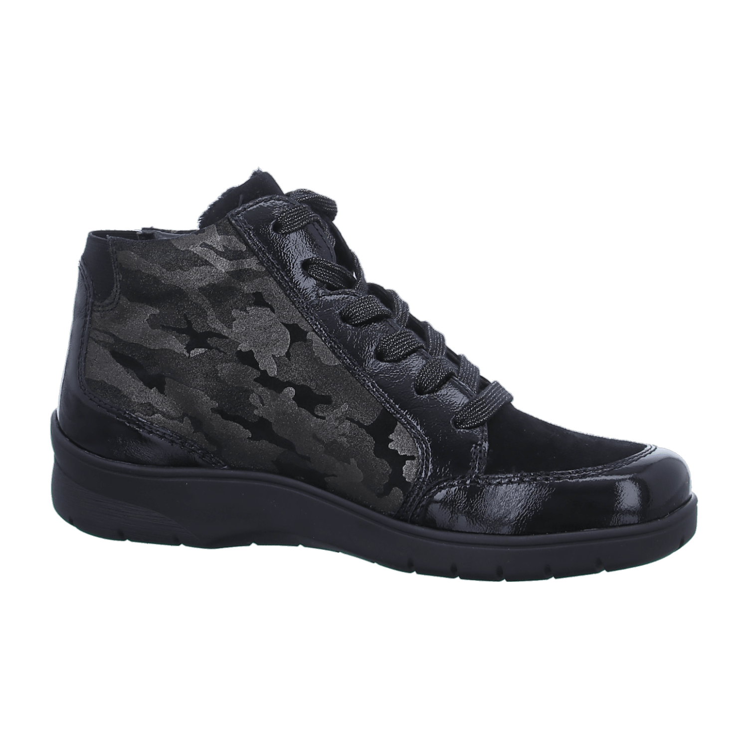 ARA Meran Women's Lace-Up Ankle Boots, Modern Round Toe, Side Zipper, Cold-Weather Lined, Black