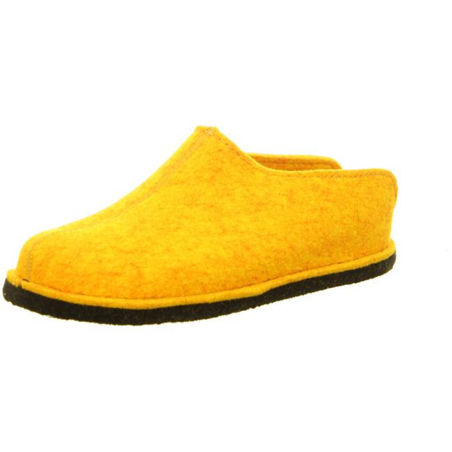 Haflinger Slippers yellow female Sandals Clogs Wool felt Flair Smily - Bartel-Shop