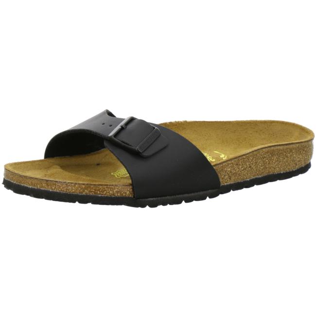 Birkenstock Madrid Slides Sandals Buckle Birko-Flor Shoes Slip On black narrow - Bartel-Shop