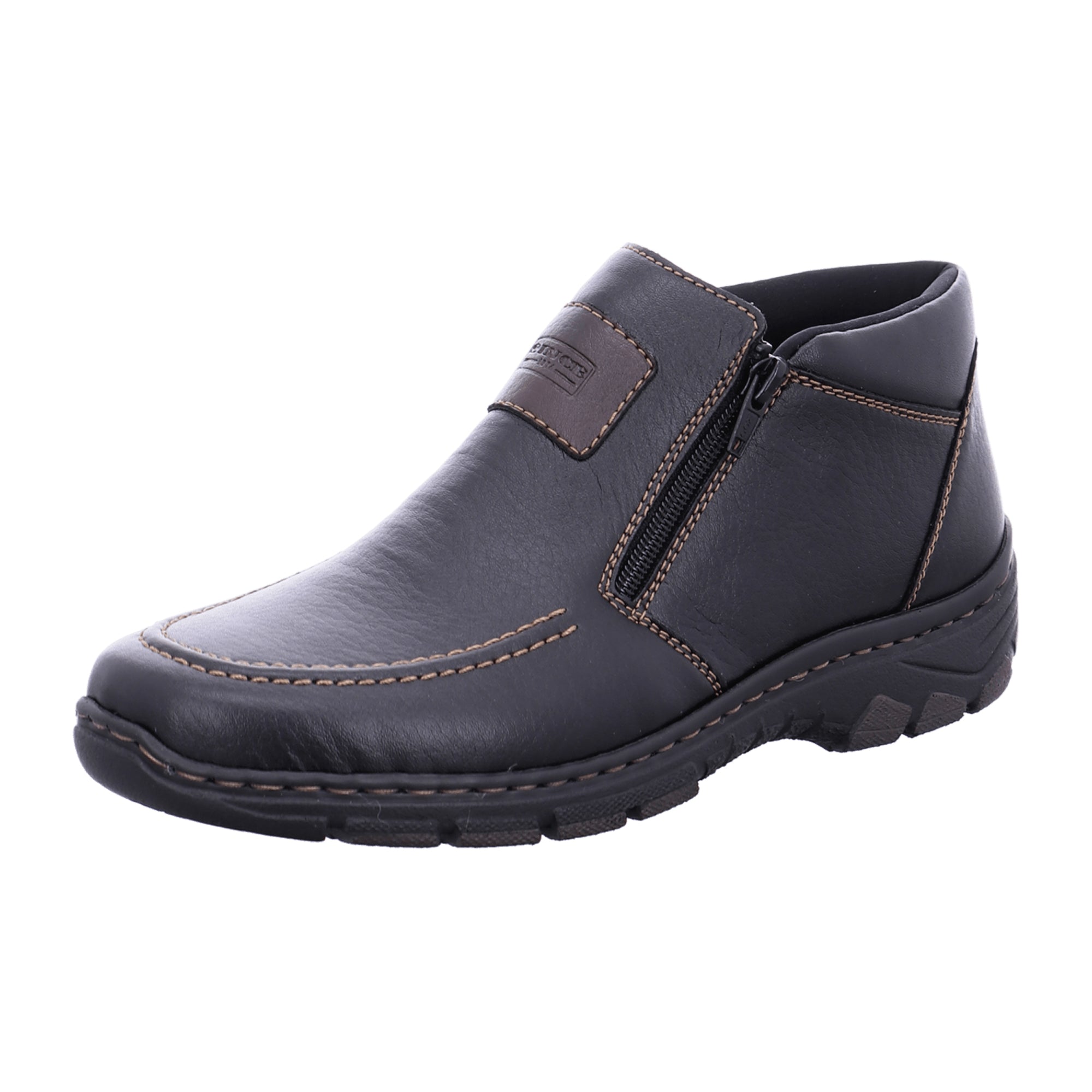 Rieker Black Winter Ankle Boots with Warm Lining and Dual Zippers